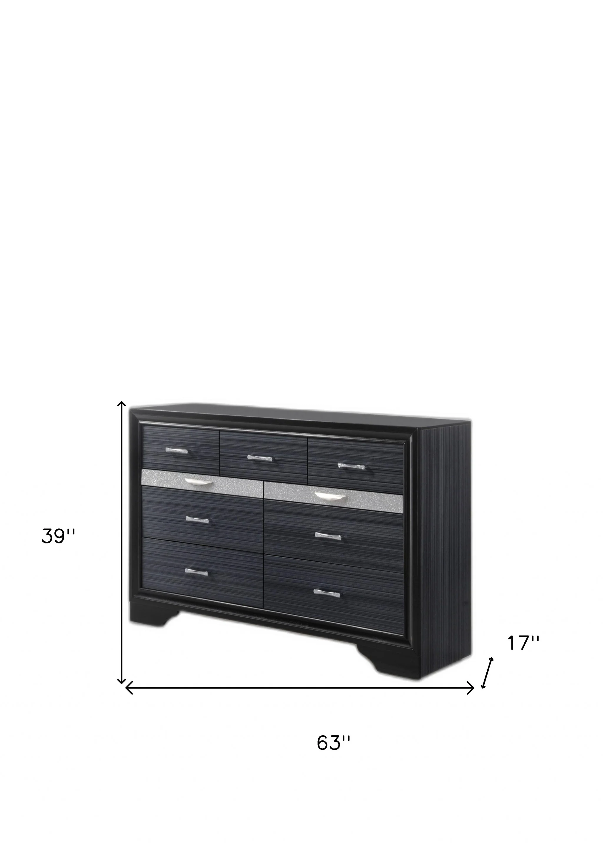 63" Black Manufactured Wood Nine Drawer Gentlemans Chest - Image 5