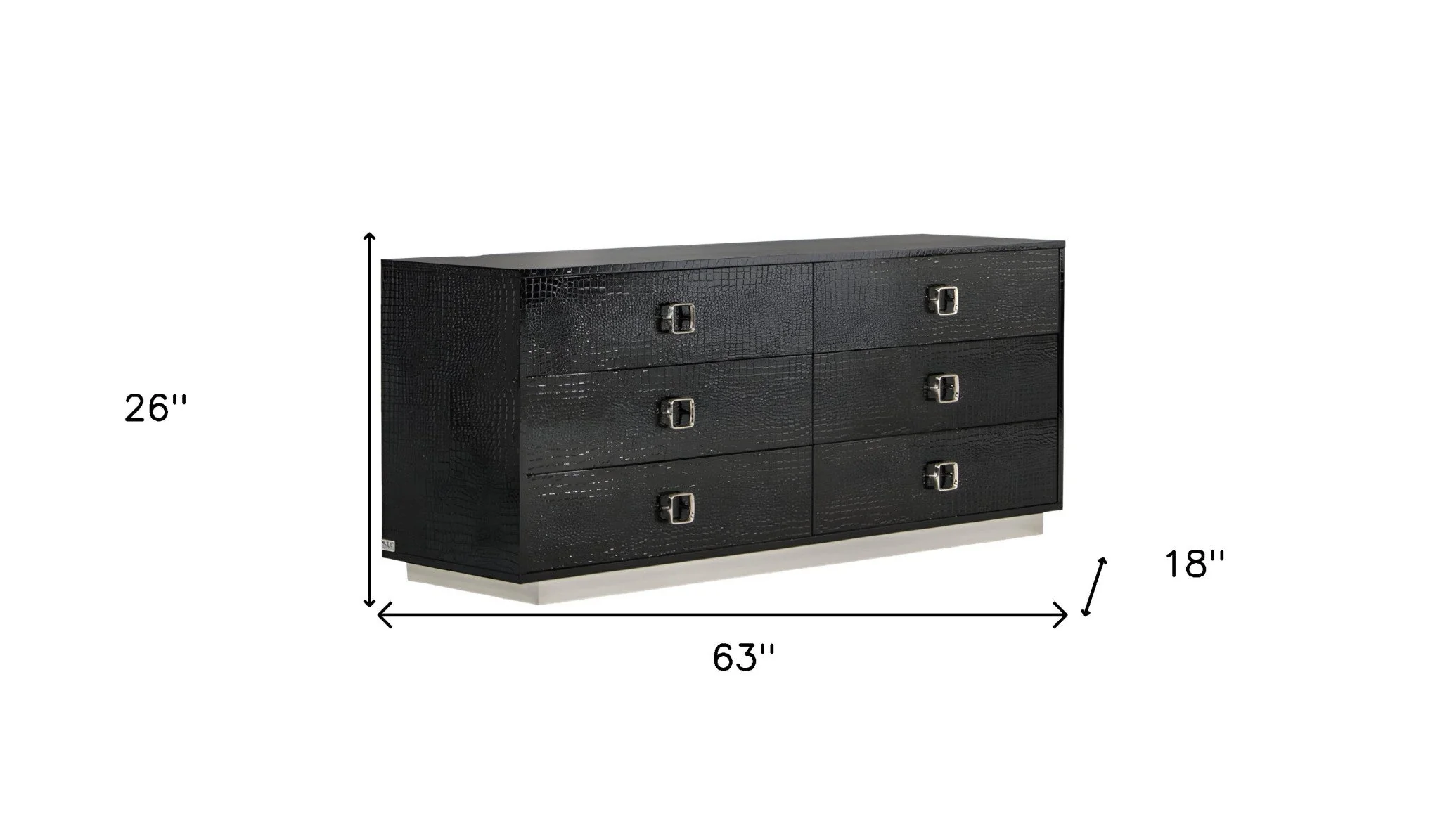 63" Black Six Drawer Double Dresser - Image 5