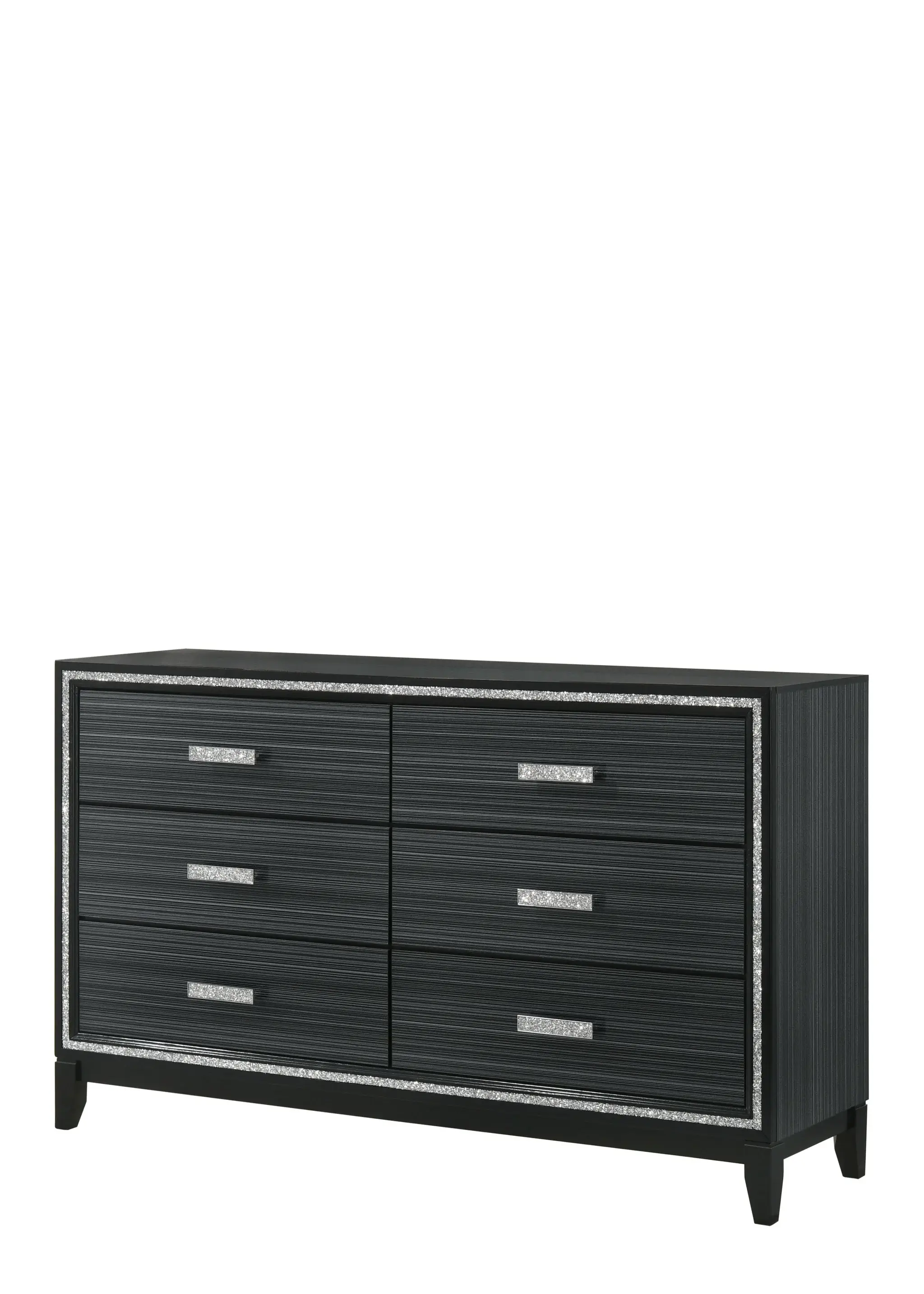 63" Black Solid and Manufactured Wood Six Drawer Double Dresser - Image 3