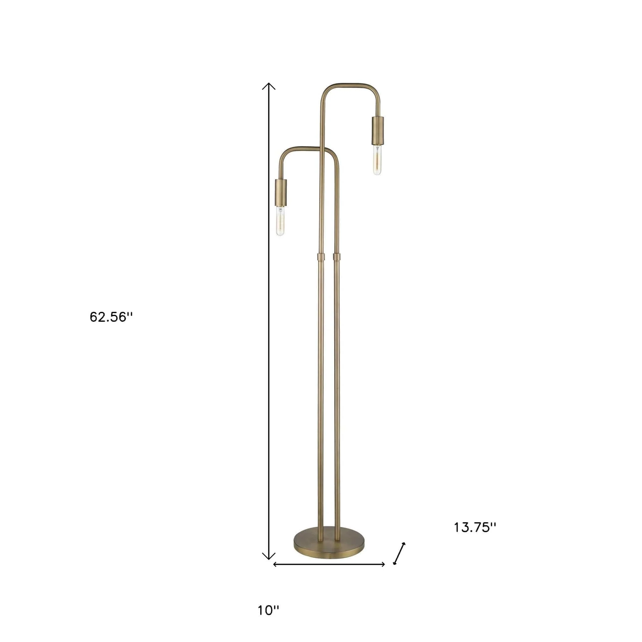 63" Brass Two Light Torchiere Floor Lamp - Image 5