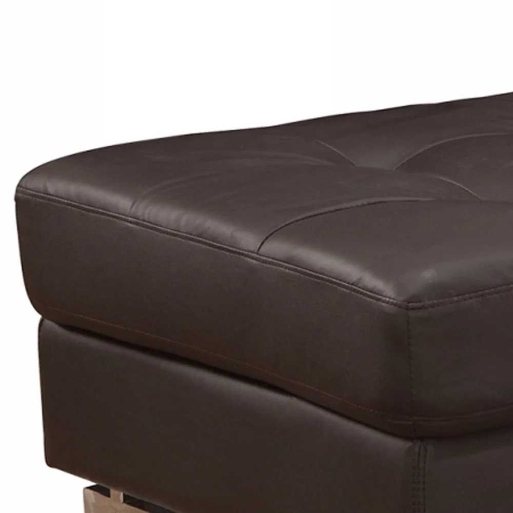 63" Brown Faux Leather And Gold Ottoman - Image 5