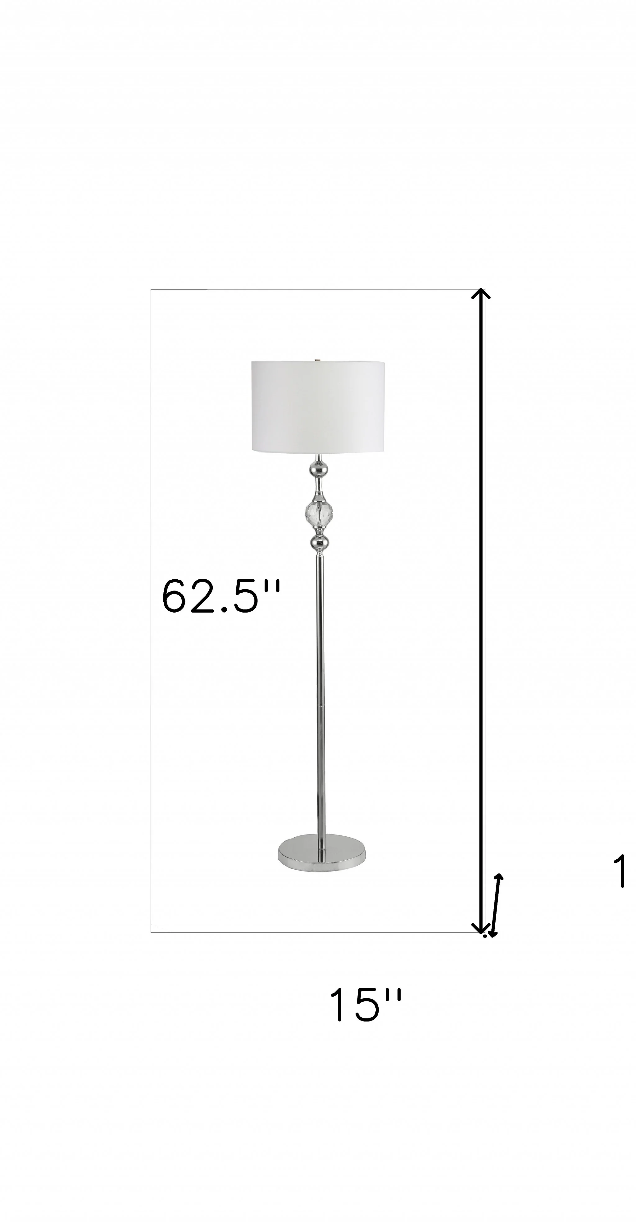 63" Chrome and Crystal Orb Shaped Floor Lamp With White Drum Shade - Image 8