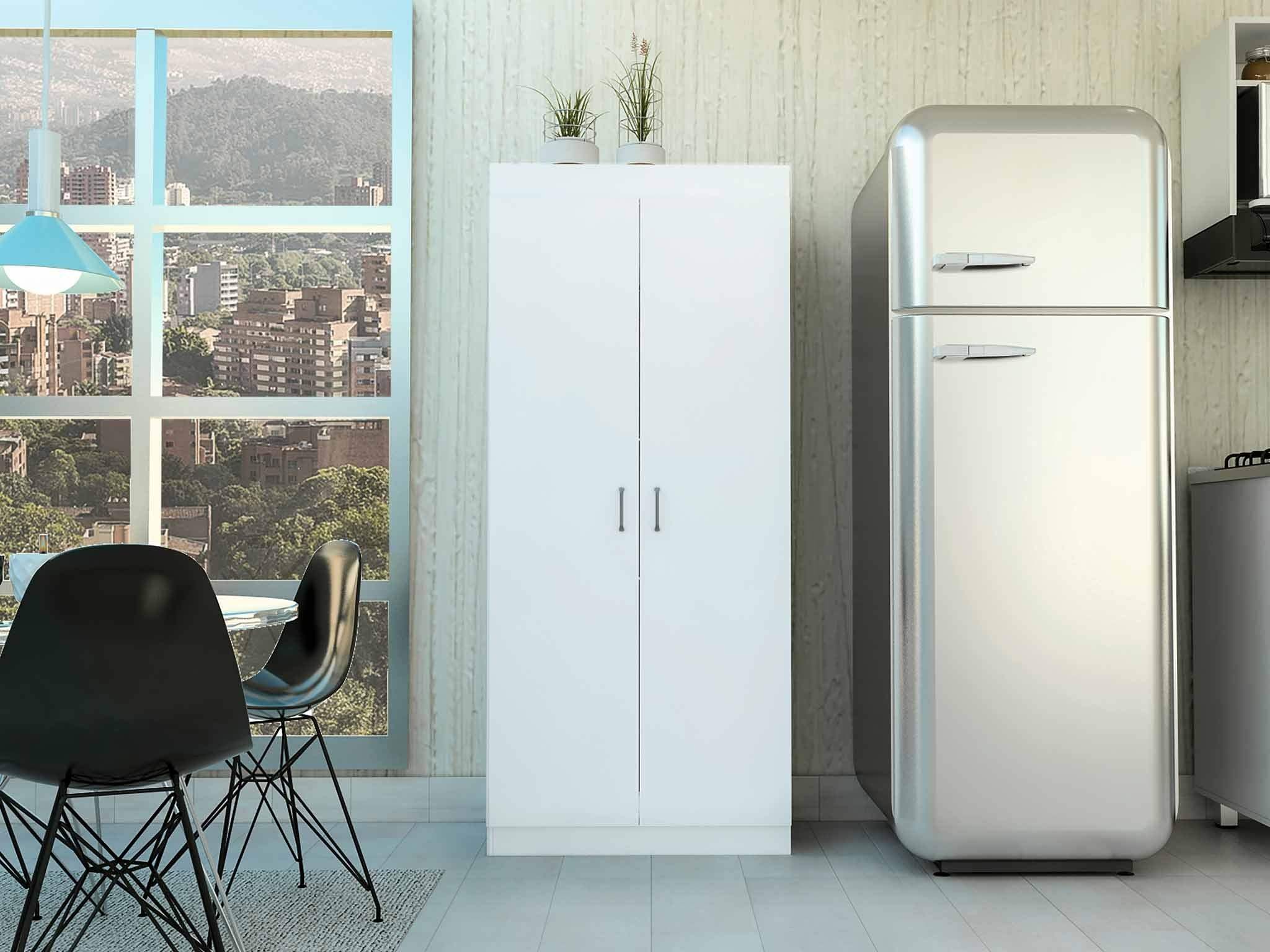 63” Classic White Pantry Cabinet with Two Full Size Doors - Image 5