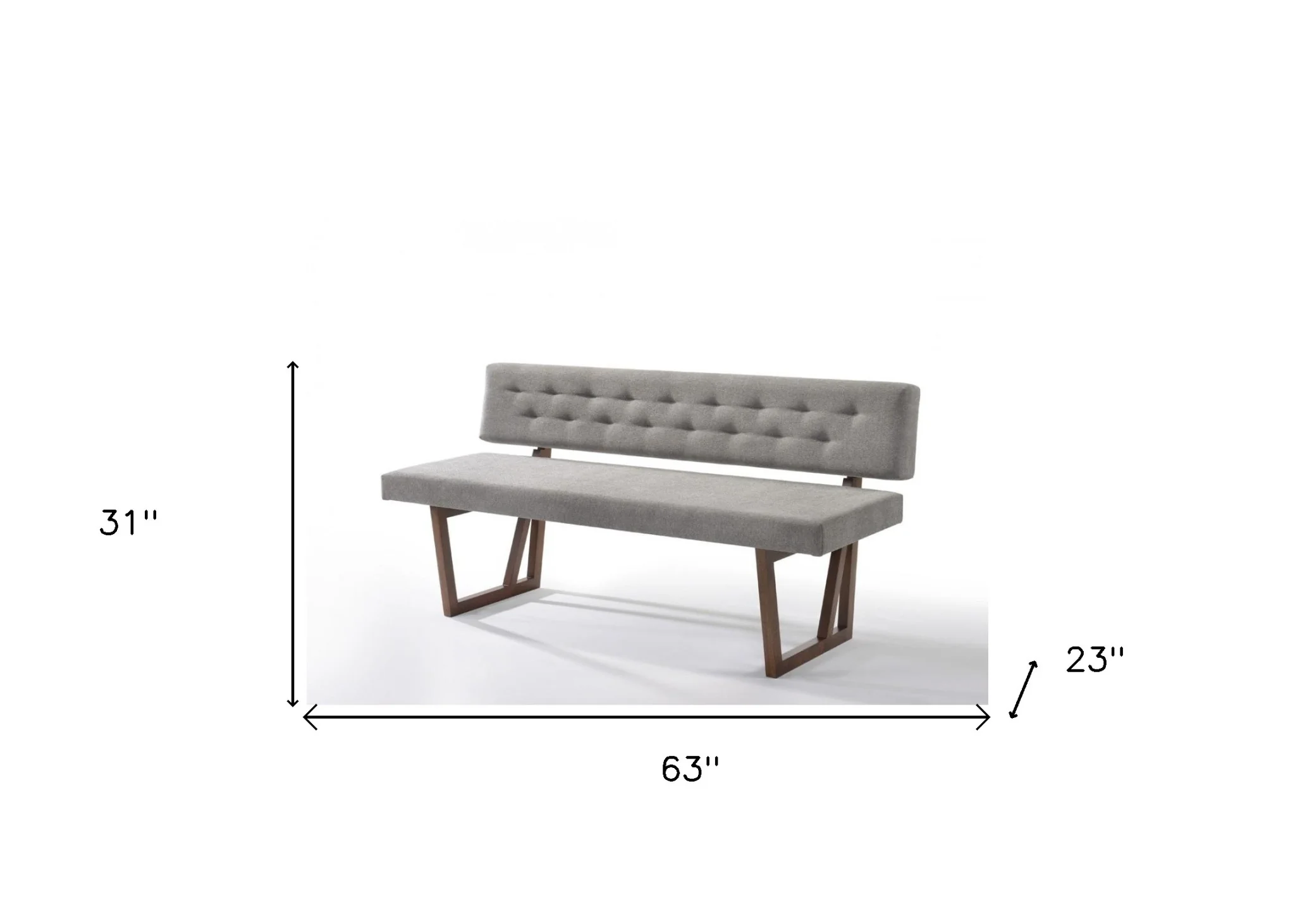 63" Gray and Brown Upholstered Linen Blend Dining Bench - Image 8