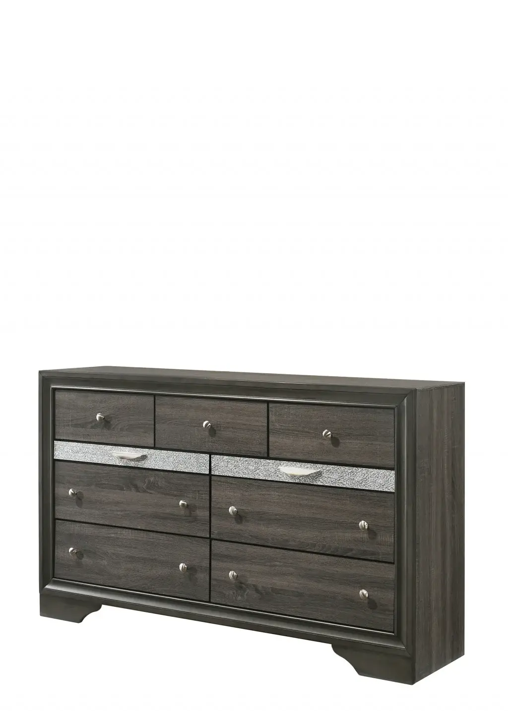 63" Gray Solid and Manufactured Wood Nine Drawer Triple Dresser - Image 3