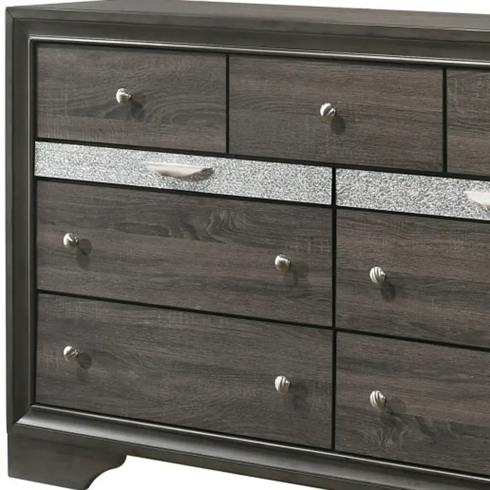 63" Gray Solid and Manufactured Wood Nine Drawer Triple Dresser - Image 4