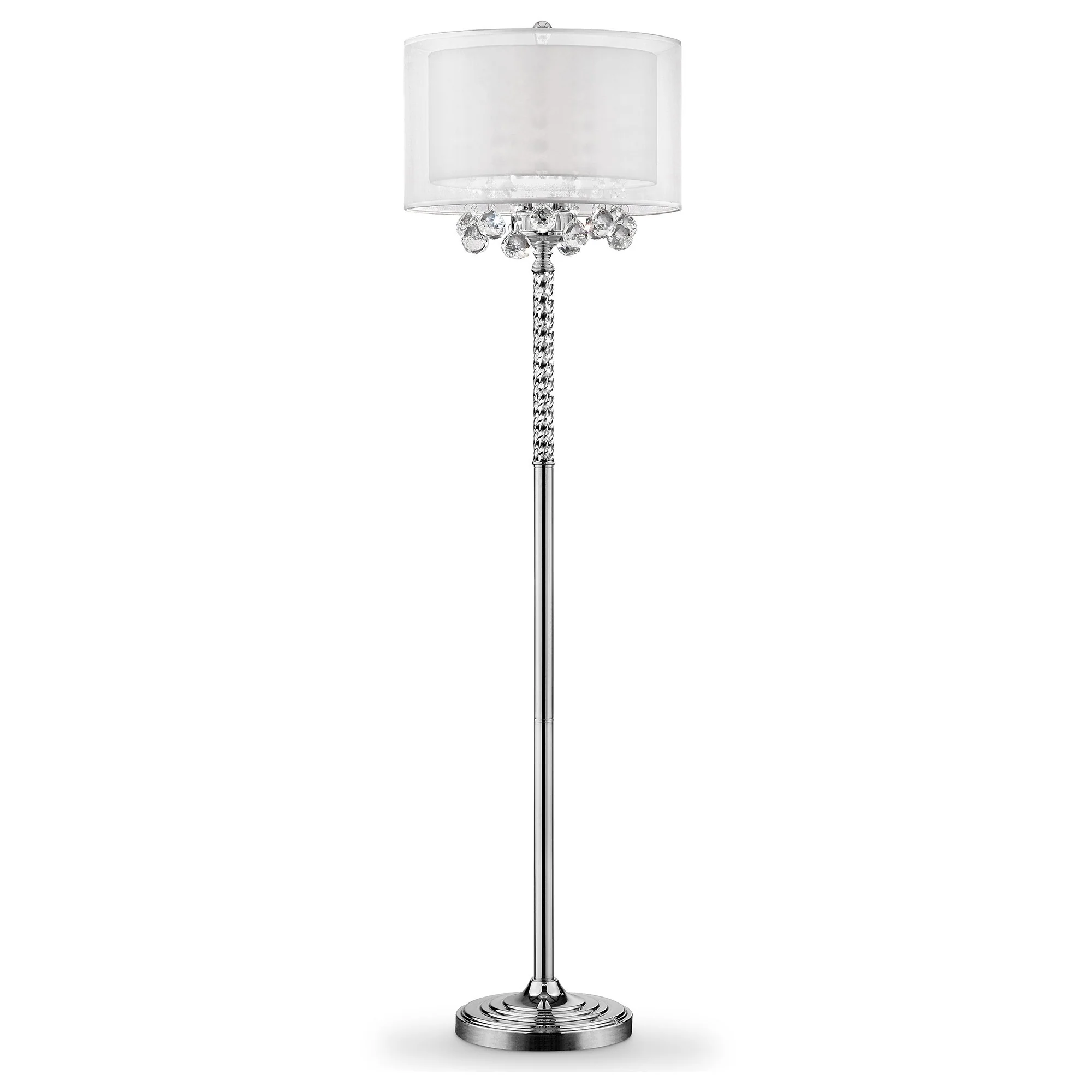 63" Steel Three Light Candelabra Floor Lamp With White Drum Shade - Image 2
