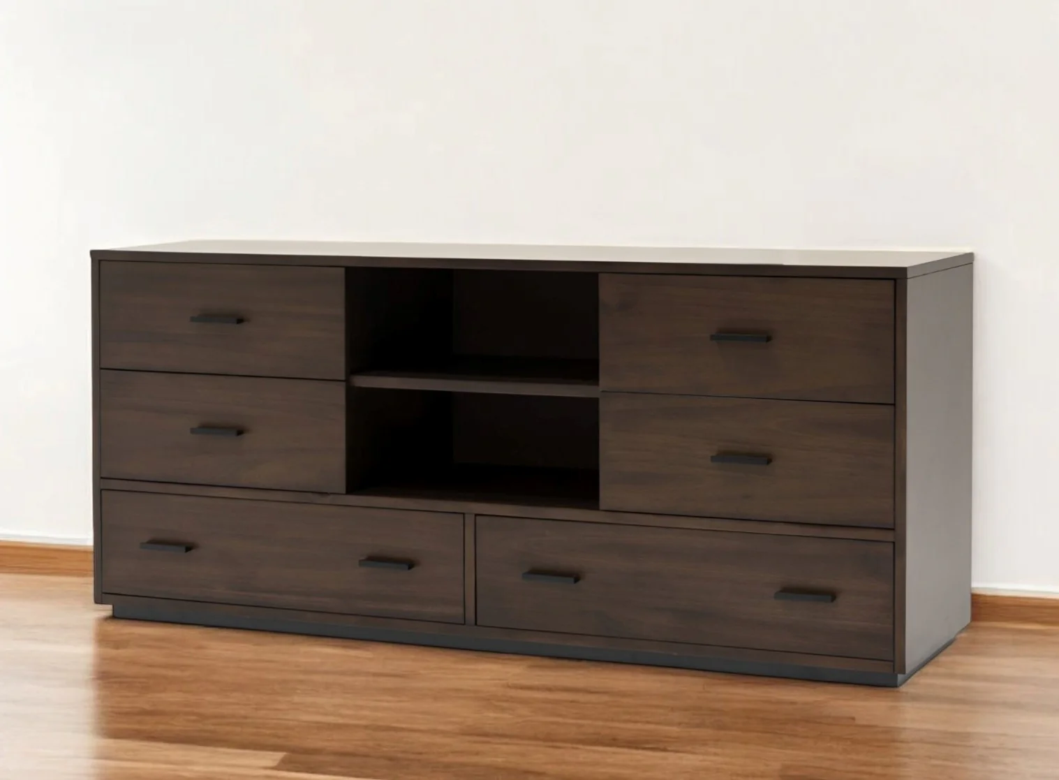 63" Walnut Six Drawer Double Dresser - Image 2