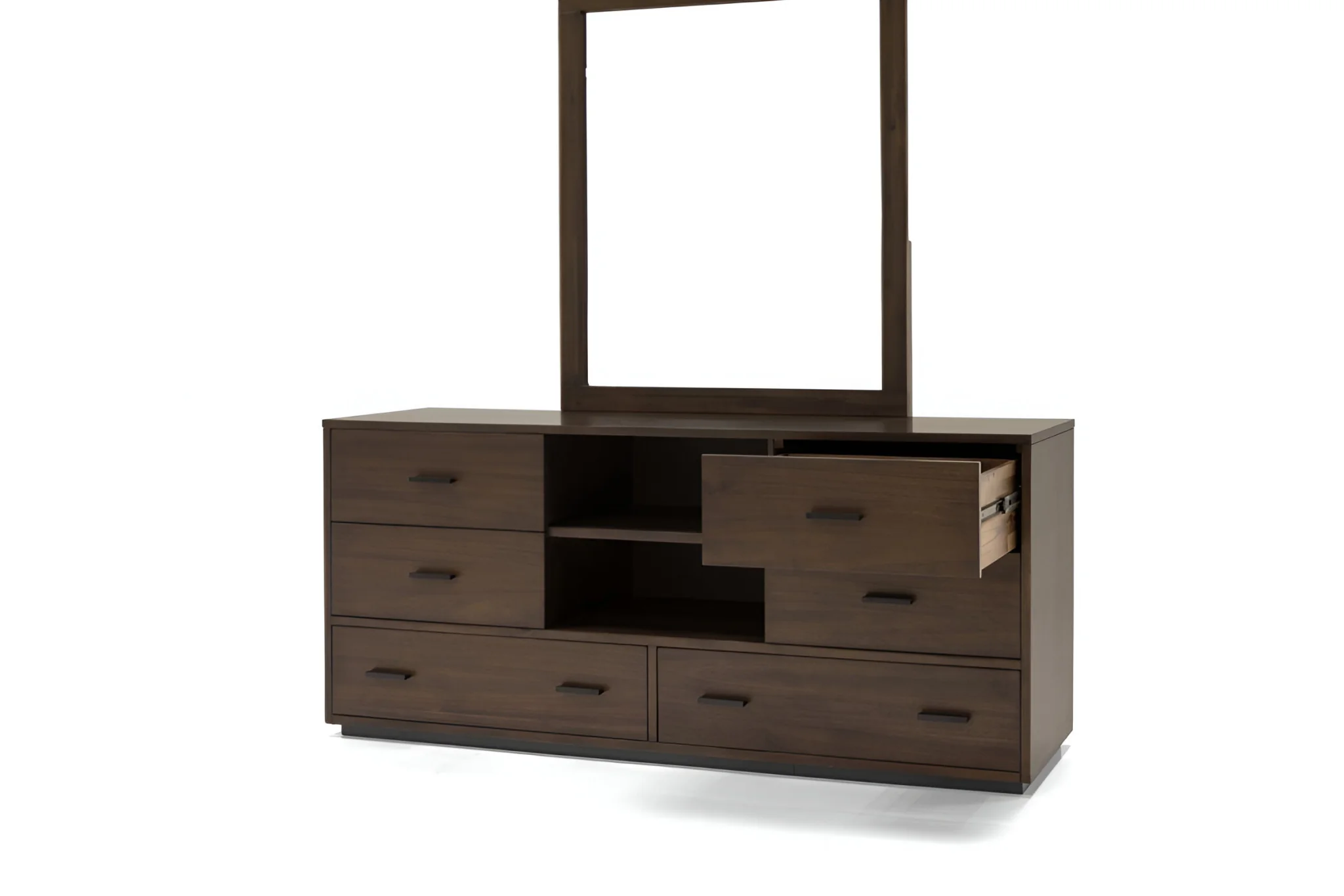 63" Walnut Six Drawer Double Dresser - Image 3