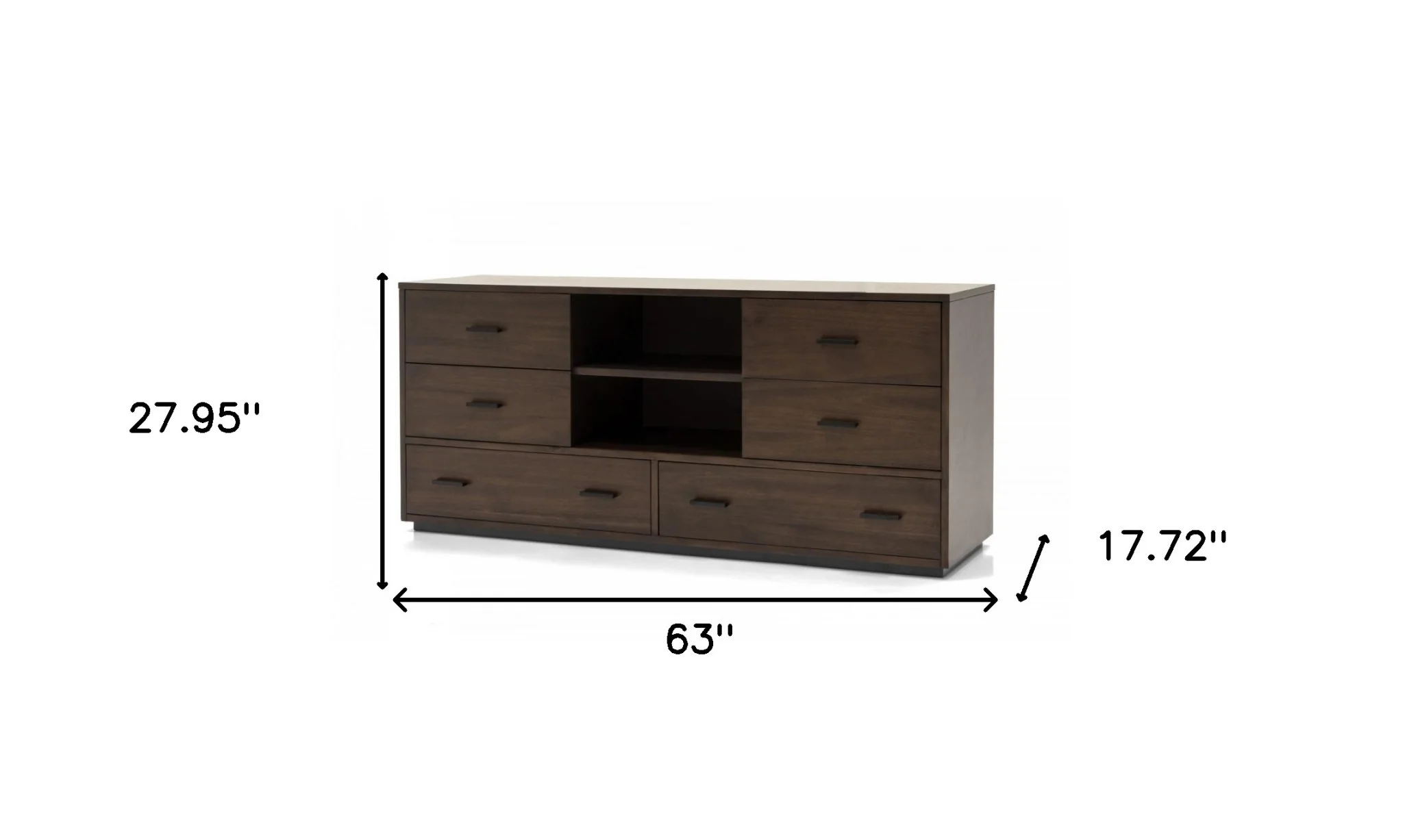 63" Walnut Six Drawer Double Dresser - Image 5