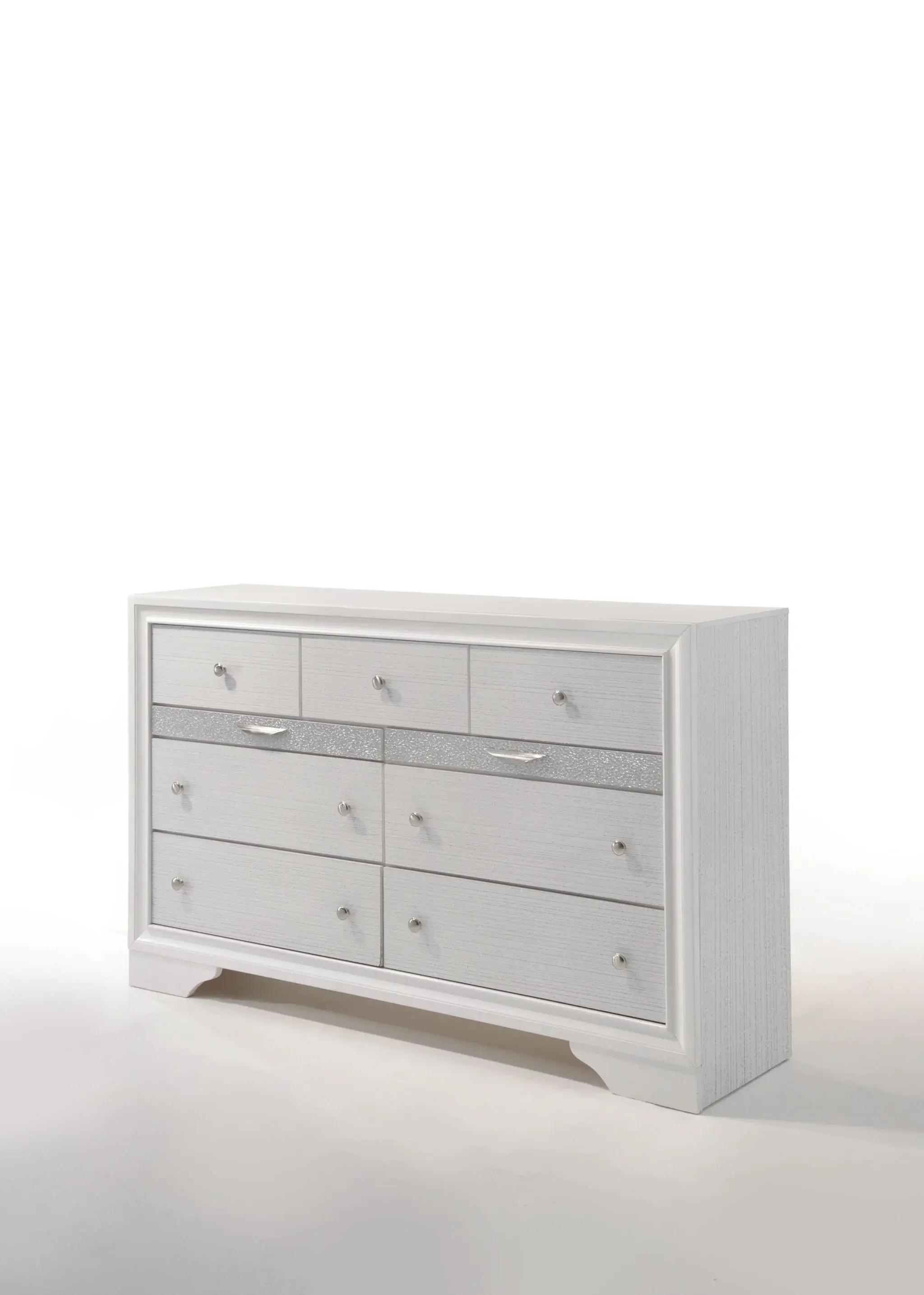 63" White Manufactured Wood Nine Drawer Triple Dresser - Image 4