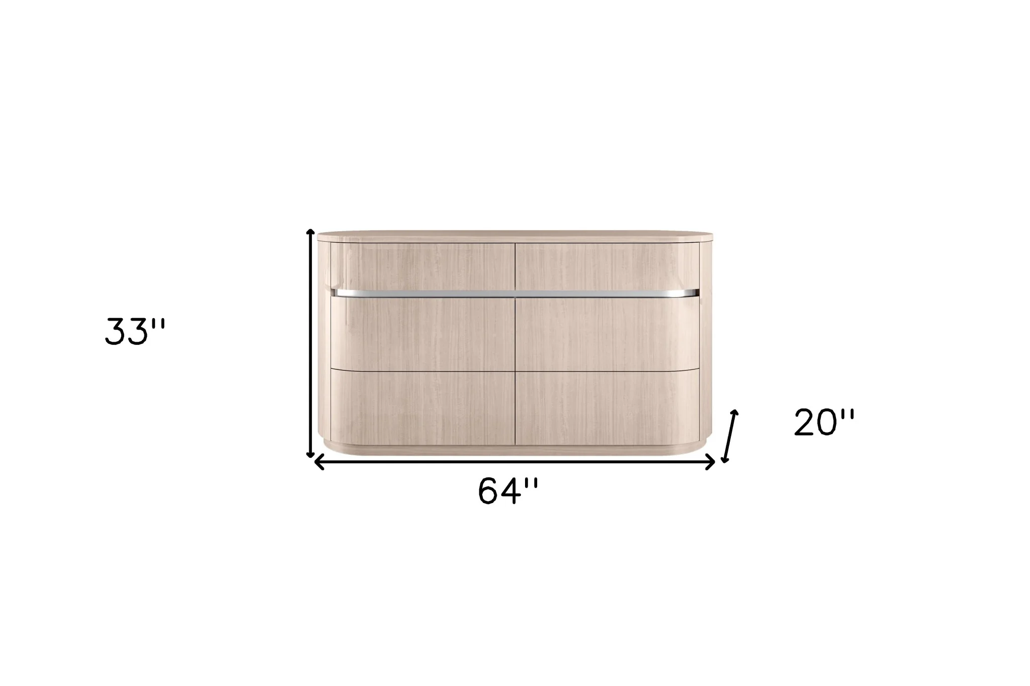 64" Beige Six Drawer Double Dresser - Image 4