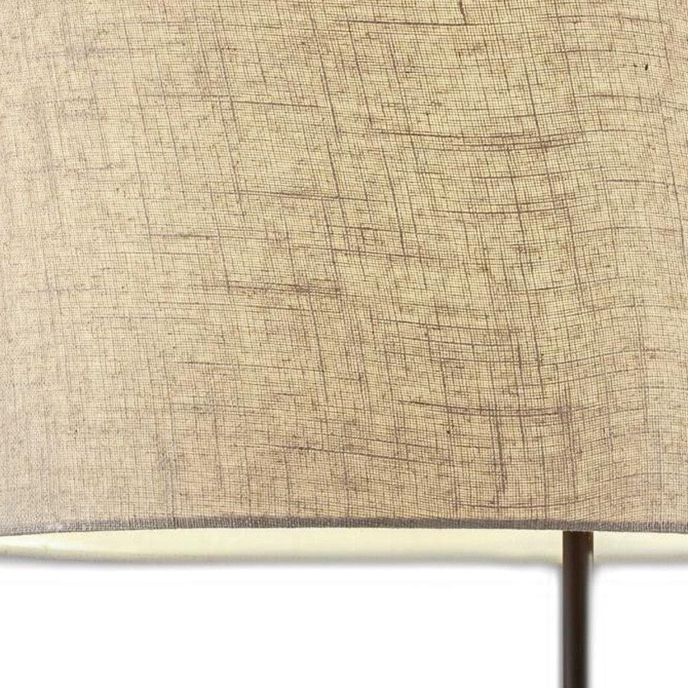 64" Black Tray Table Floor Lamp With Beige Drum Shade - Image 8