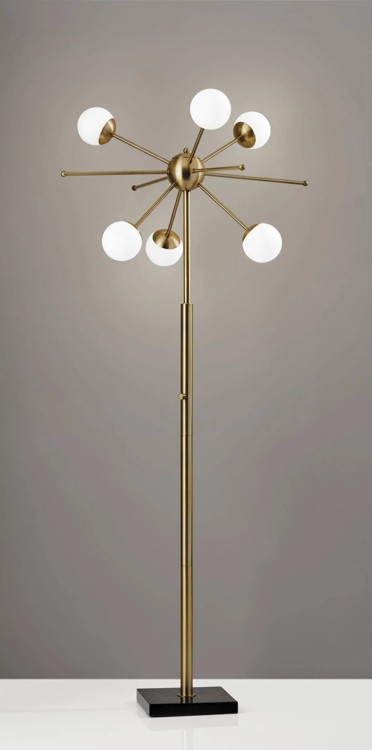 64" Brass Six Light Novelty Floor Lamp - Image 3
