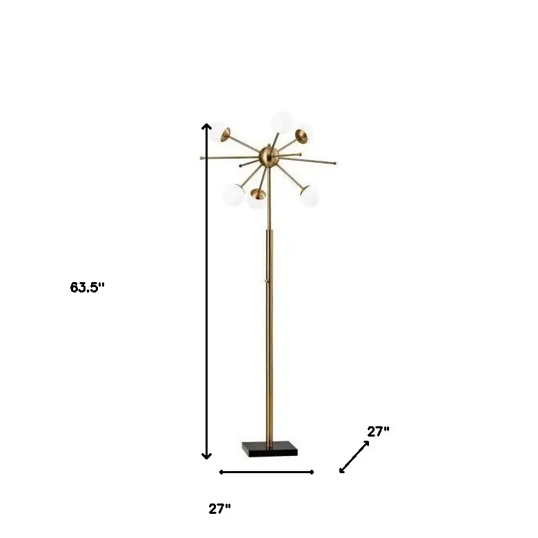 64" Brass Six Light Novelty Floor Lamp - Image 4