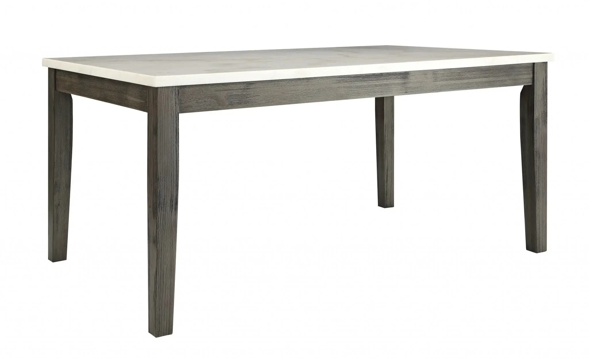 64" White And Gray Marble And Solid Wood Dining Table - Image 2