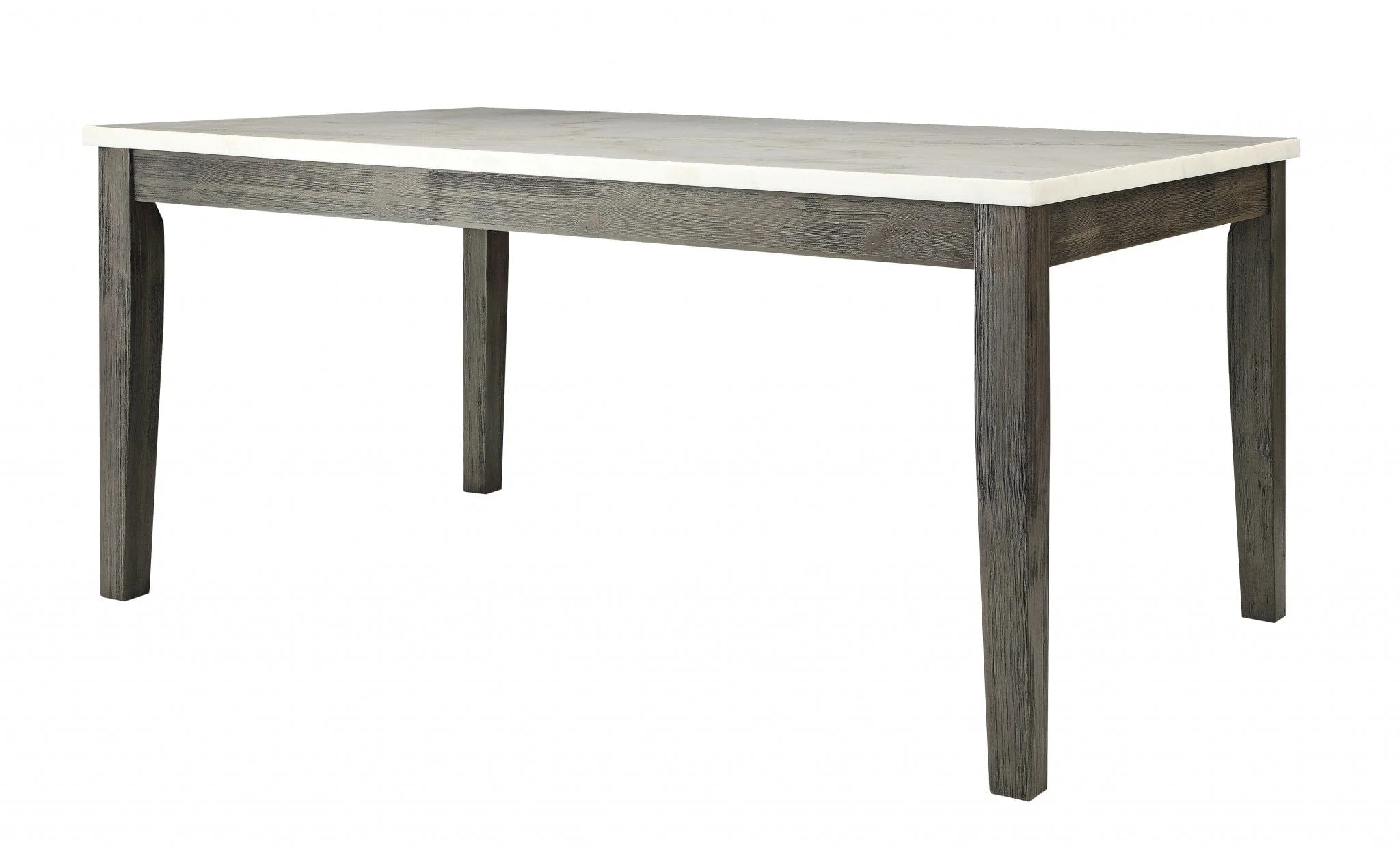 64" White And Gray Marble And Solid Wood Dining Table - Image 4