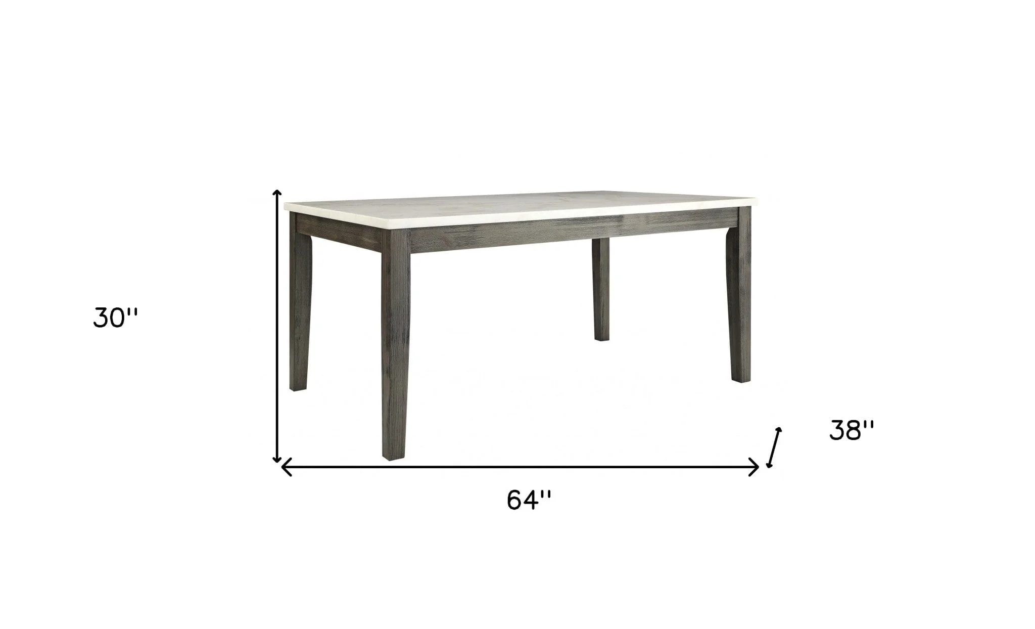 64" White And Gray Marble And Solid Wood Dining Table - Image 5