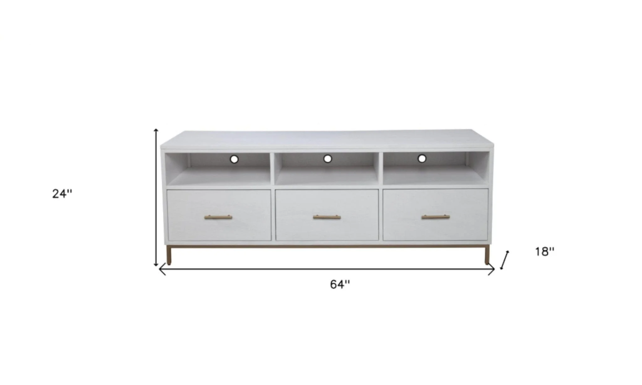 64" White Mahogany Solid Wood Open Shelving TV Stand - Image 3
