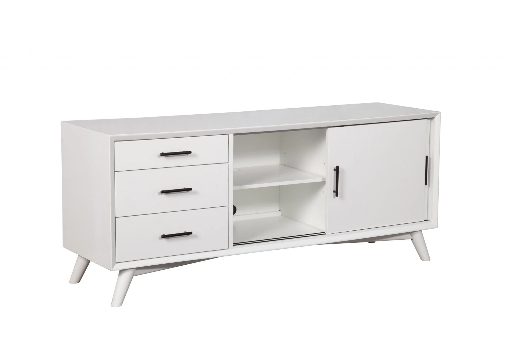 64" White Mahogany Solids Okoume And Veneer Open Shelving TV Stand - Image 3
