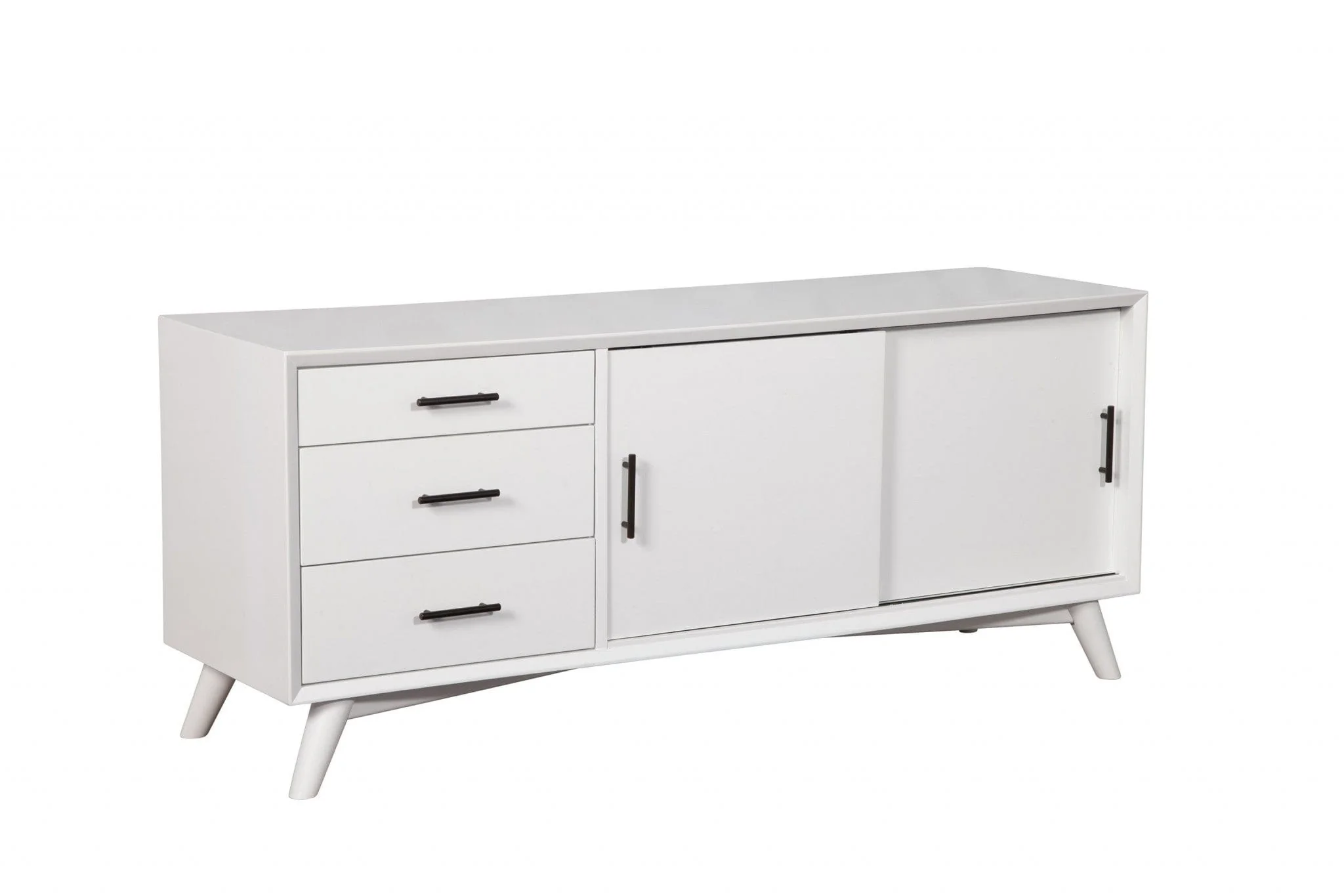 64" White Mahogany Solids Okoume And Veneer Open Shelving TV Stand - Image 5