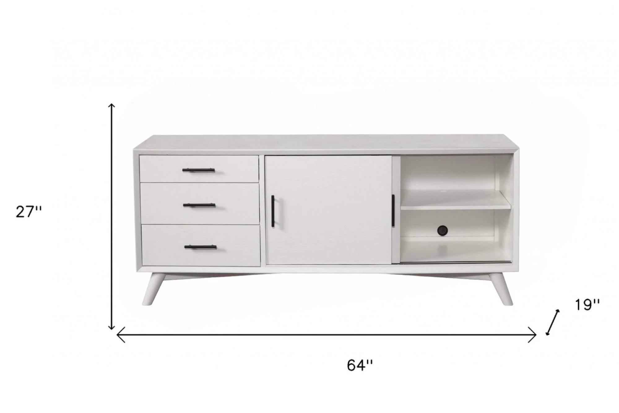 64" White Mahogany Solids Okoume And Veneer Open Shelving TV Stand - Image 6