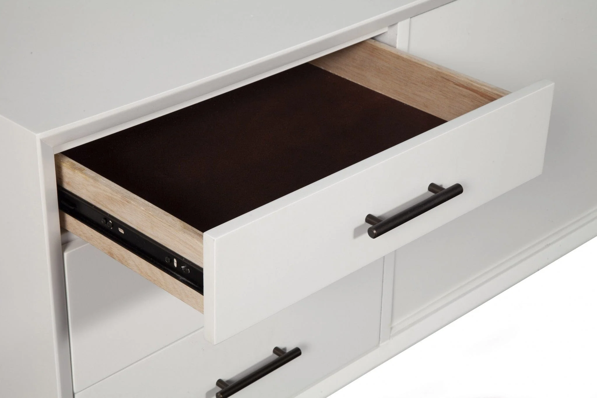 64" White Mahogany Solids Okoume And Veneer Open Shelving TV Stand - Image 7