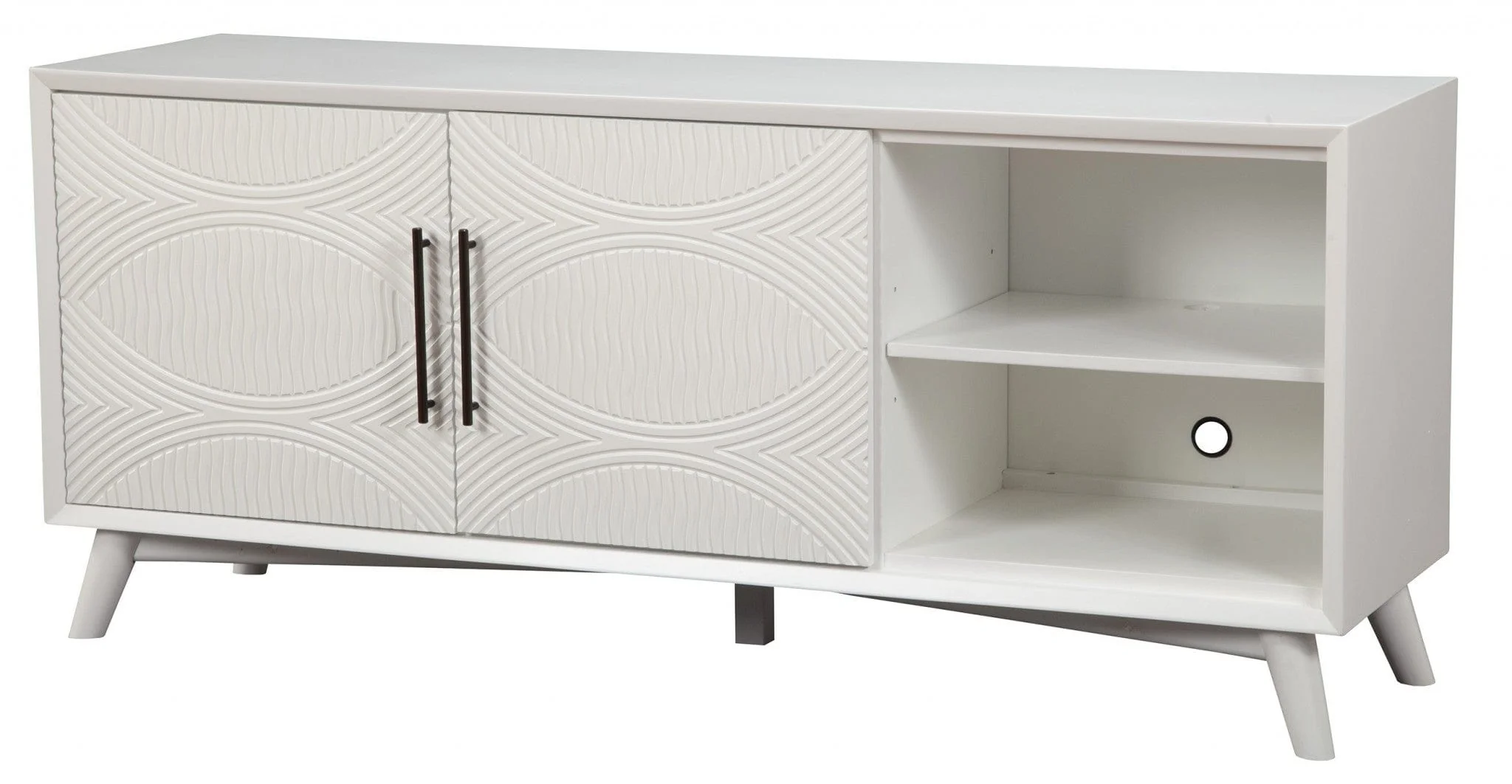 64" White Pine Solid Wood Open Shelving TV Stand - Image 3