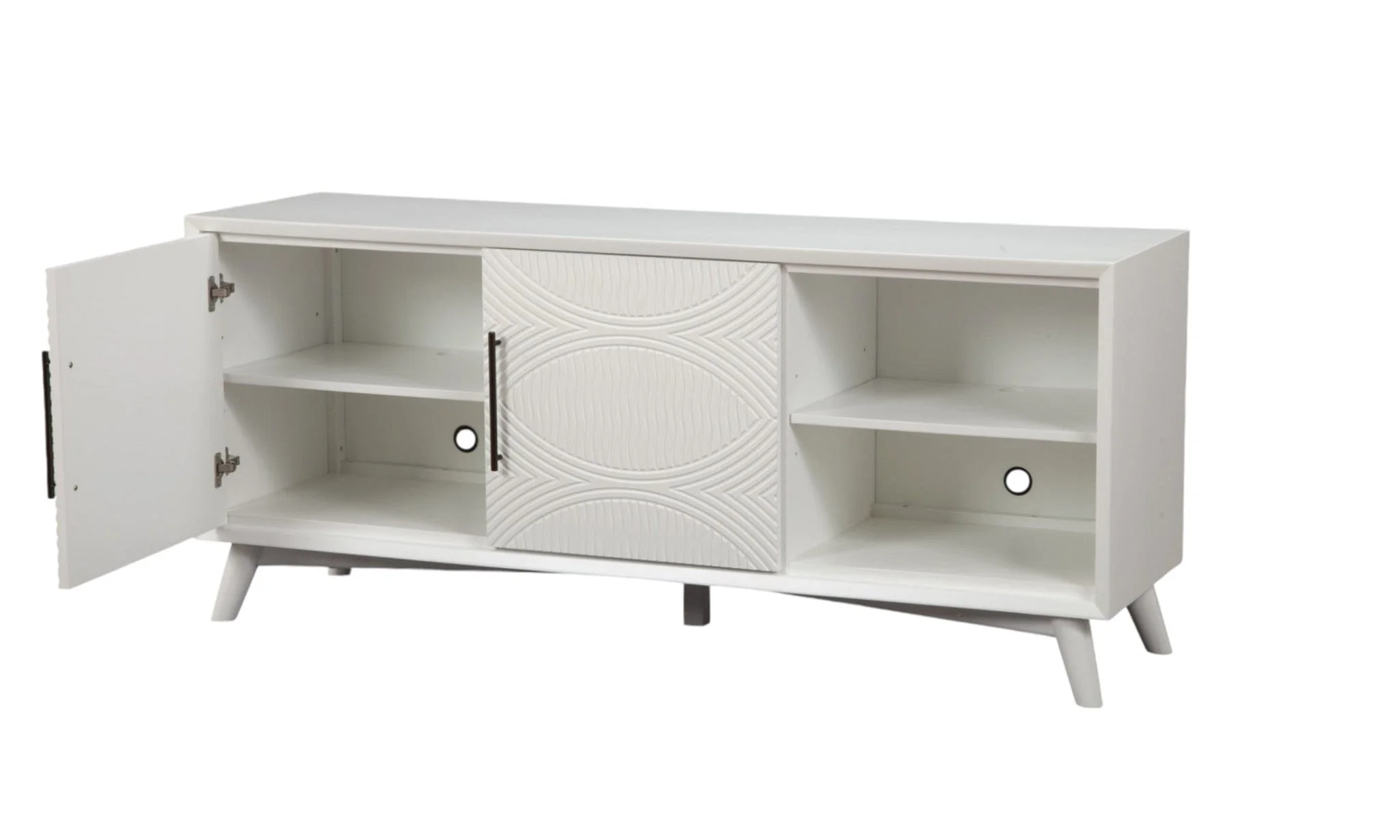 64" White Pine Solid Wood Open Shelving TV Stand - Image 4