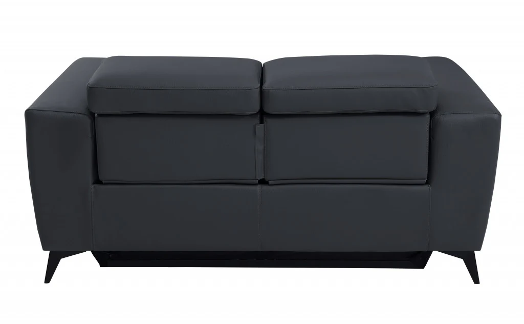 65" Gray And Black Italian Leather Power Reclining Loveseat - Image 4