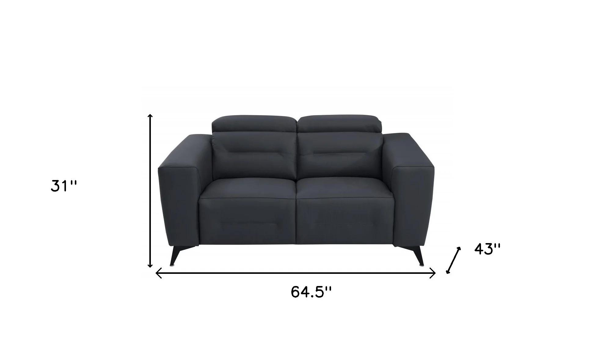 65" Gray And Black Italian Leather Power Reclining Loveseat - Image 7