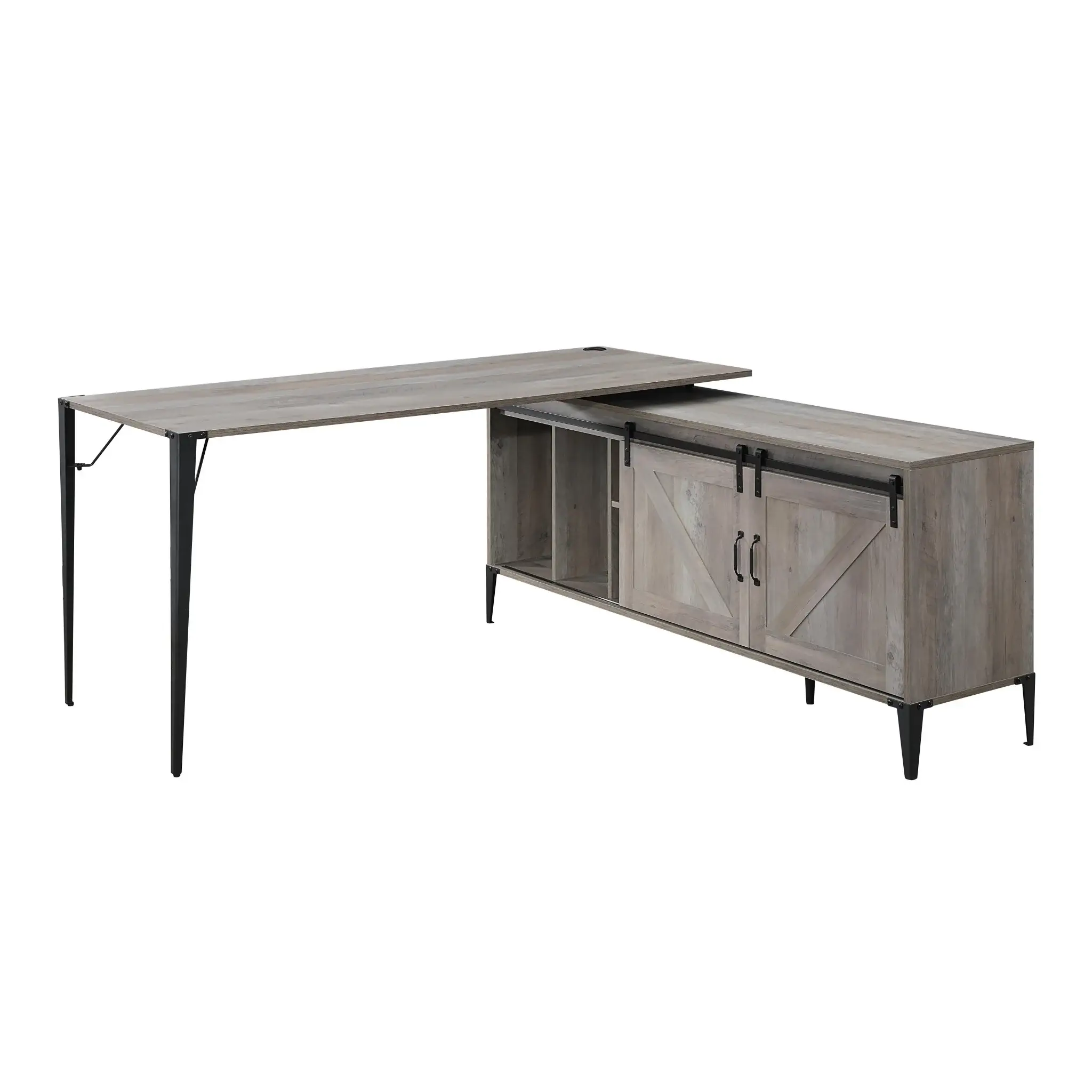 65" Gray and Black L Shape Writing Desk - Image 3