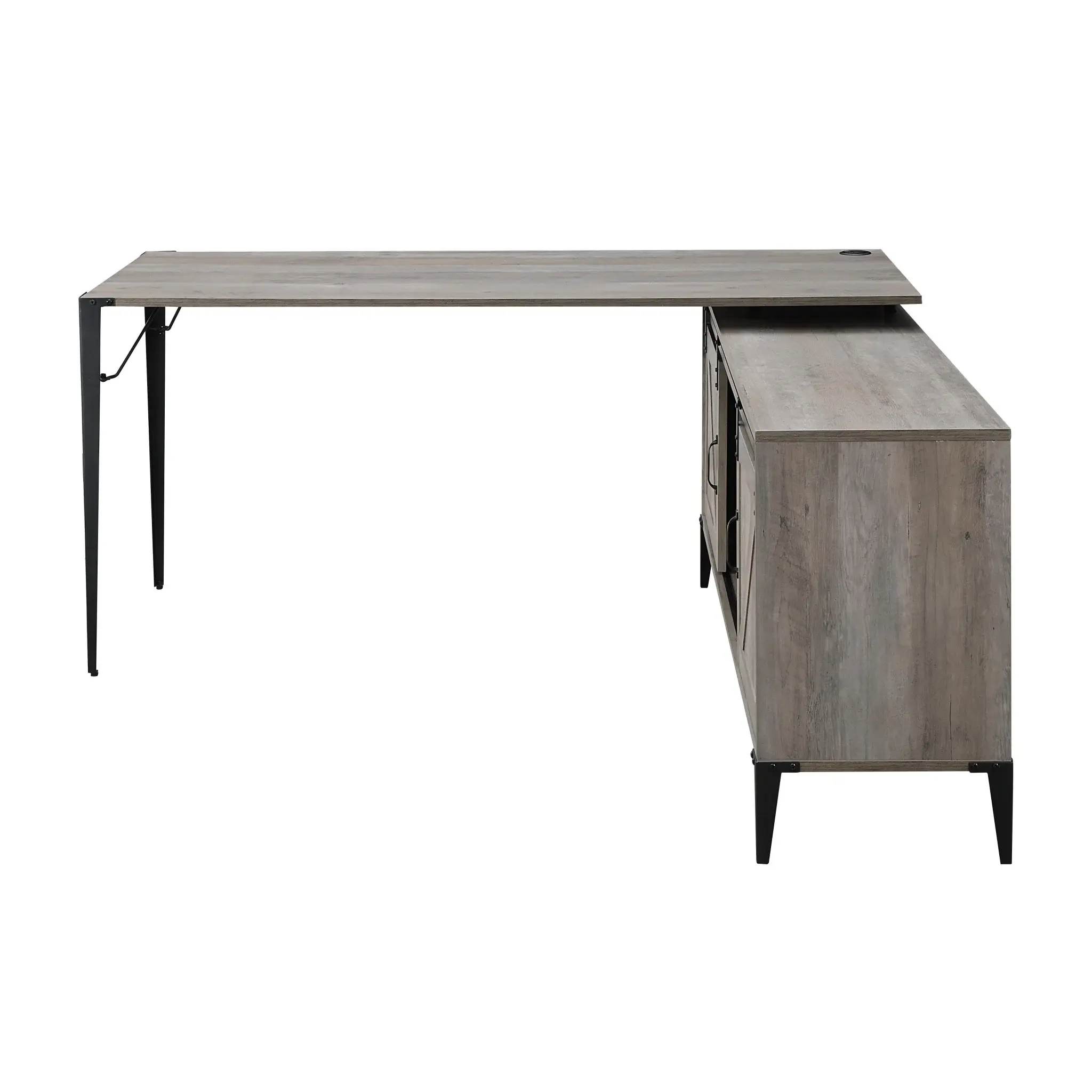 65" Gray and Black L Shape Writing Desk - Image 4