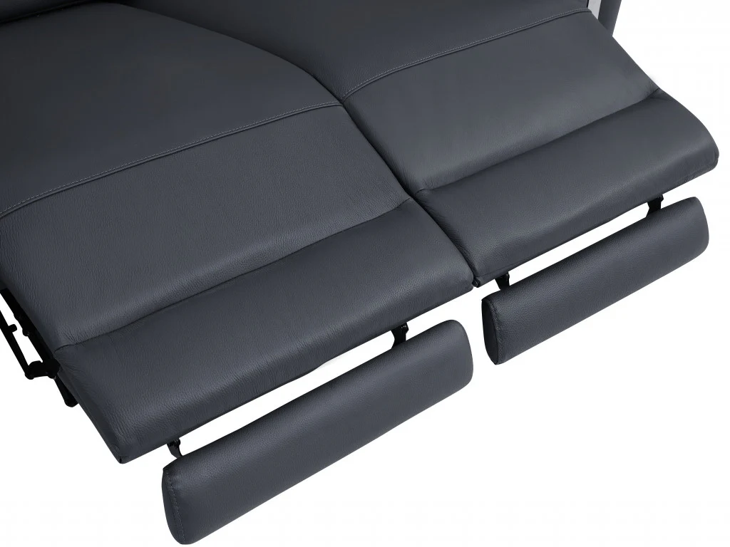 65" Gray And Silver Italian Leather Power Reclining Loveseat - Image 5