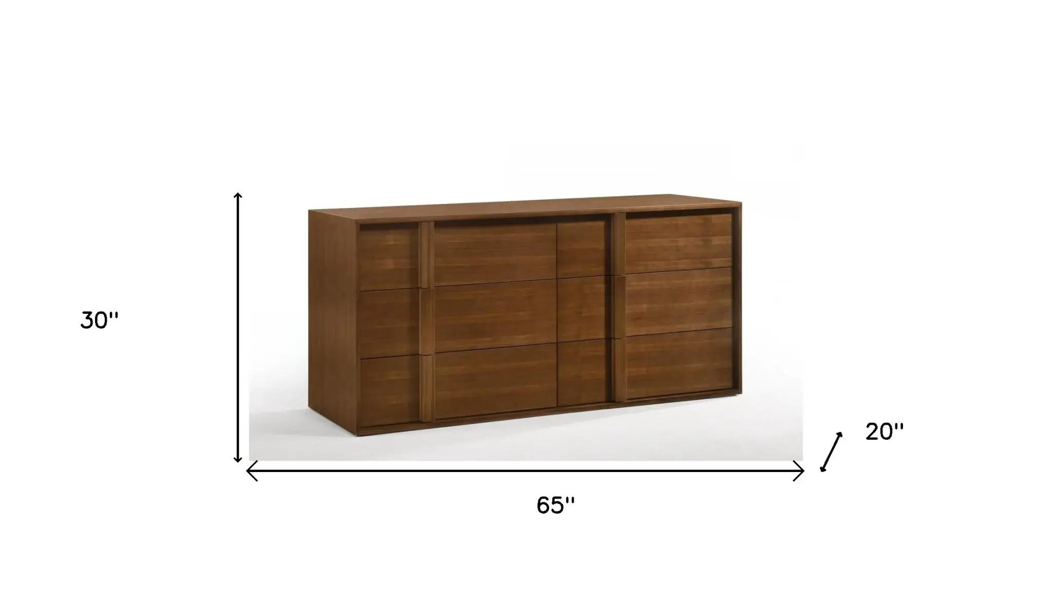 65" Walnut Solid Wood Six Drawer Double Dresser - Image 6