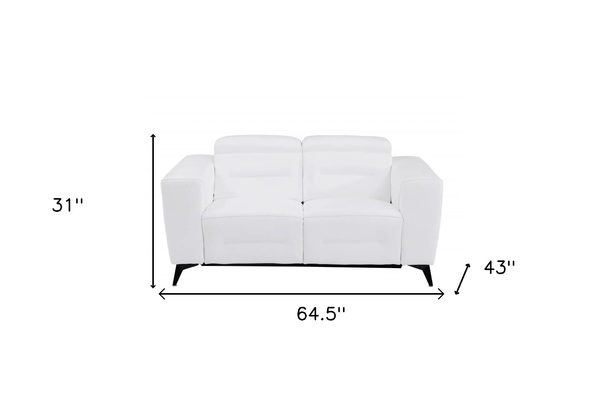 65" White And Black Italian Leather Power Reclining Loveseat - Image 7