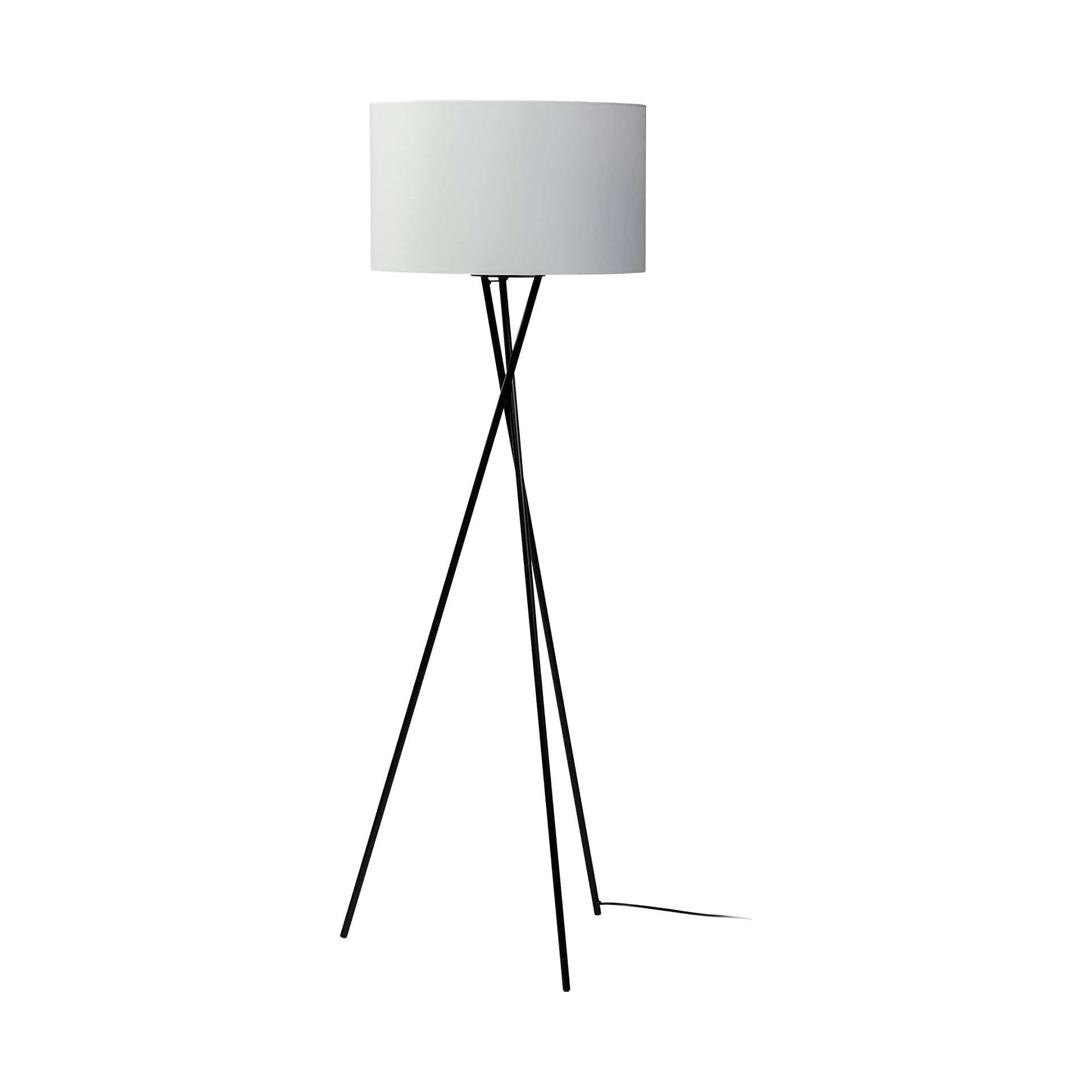 66" Black Tripod Floor Lamp With White Fabric Drum Shade - Image 2