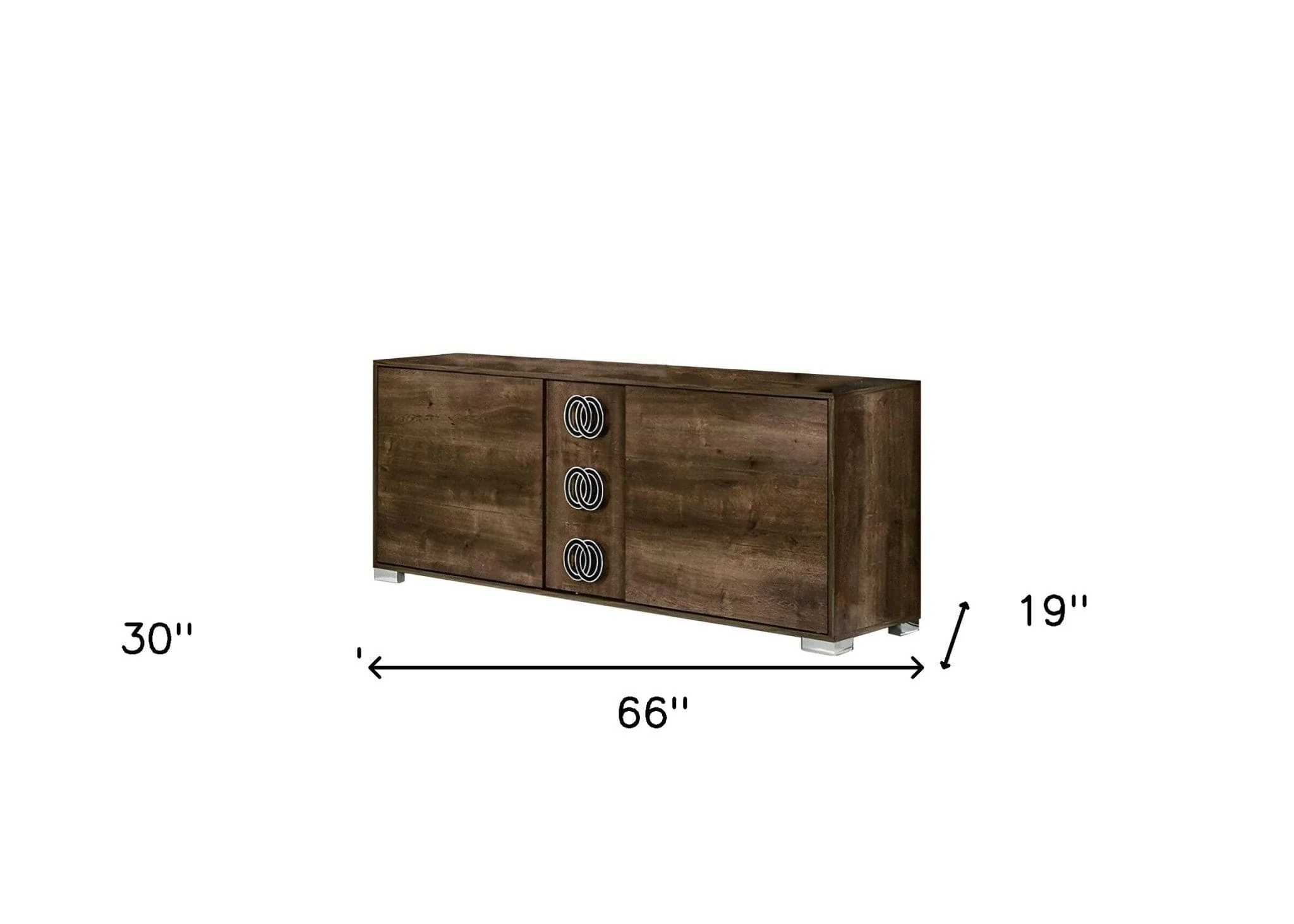 66" Brown Three Drawer Double Dresser - Image 5