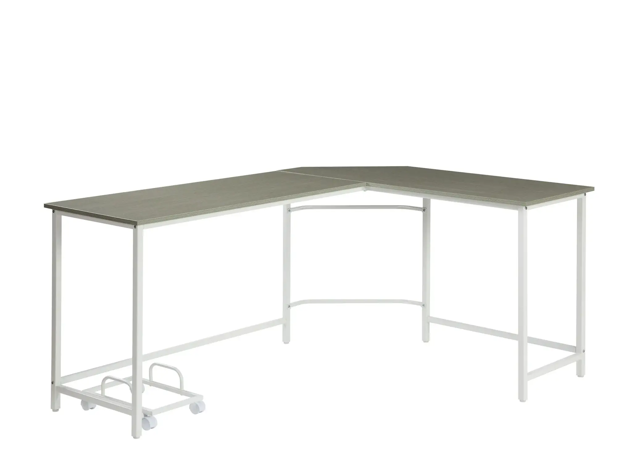 66" Gray and White L Shape Computer Desk - Image 2