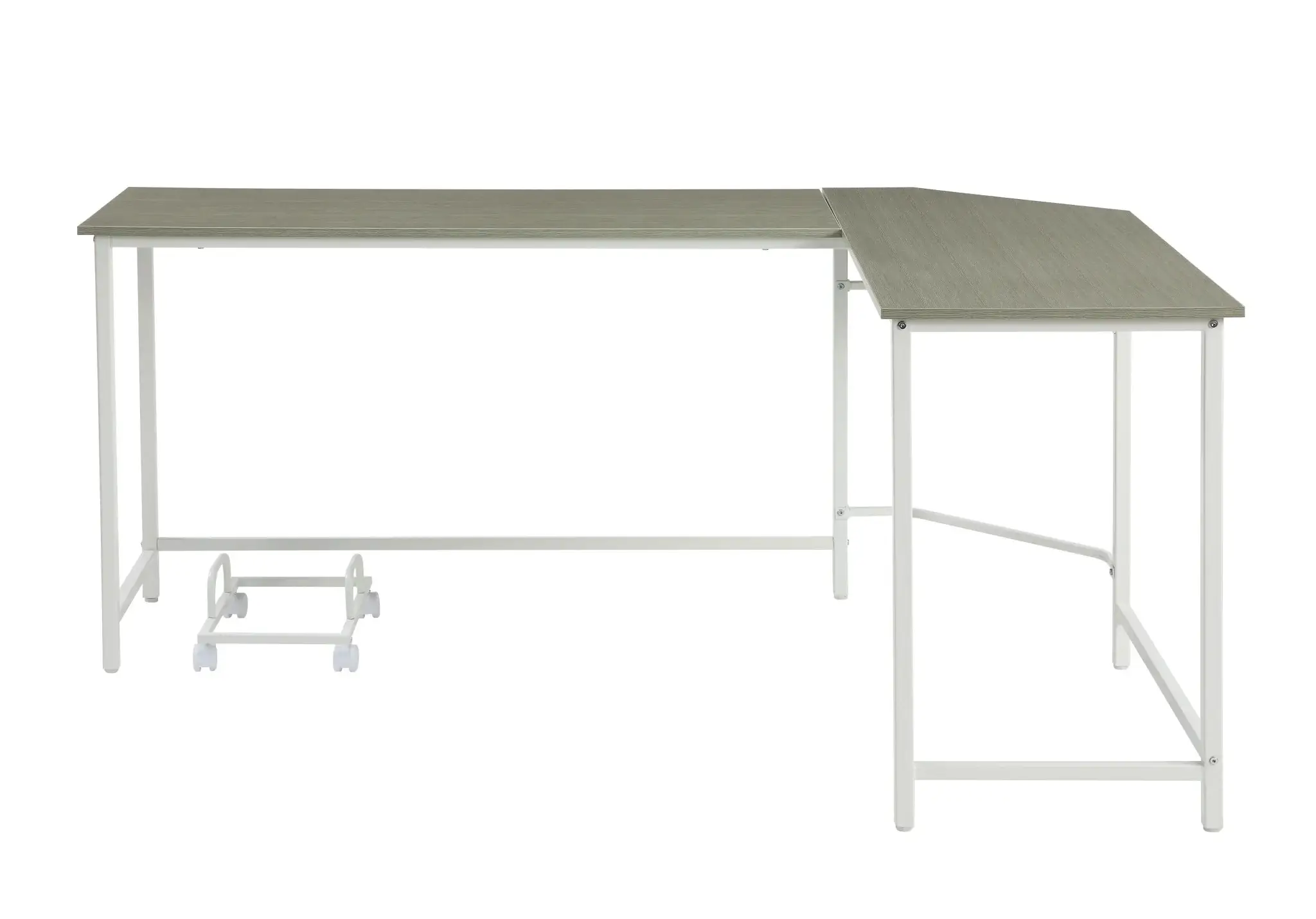66" Gray and White L Shape Computer Desk - Image 3
