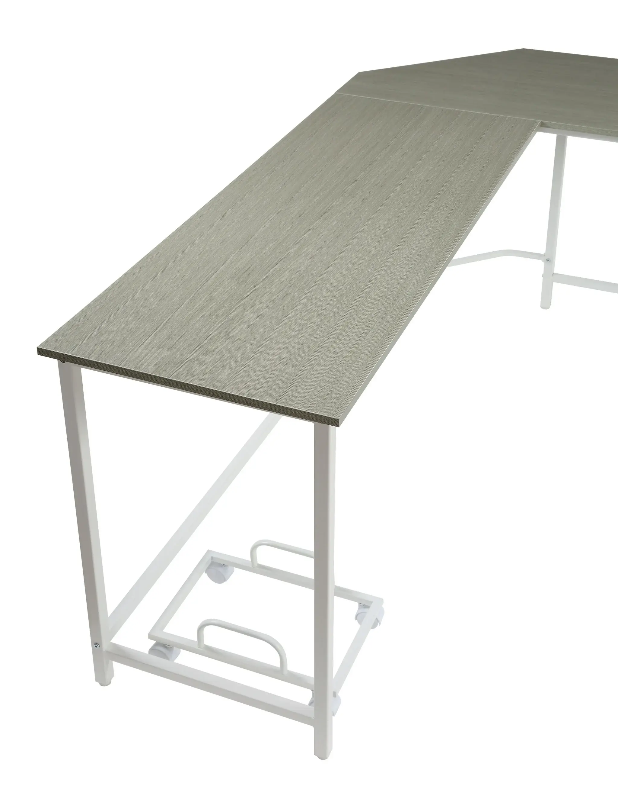 66" Gray and White L Shape Computer Desk - Image 4