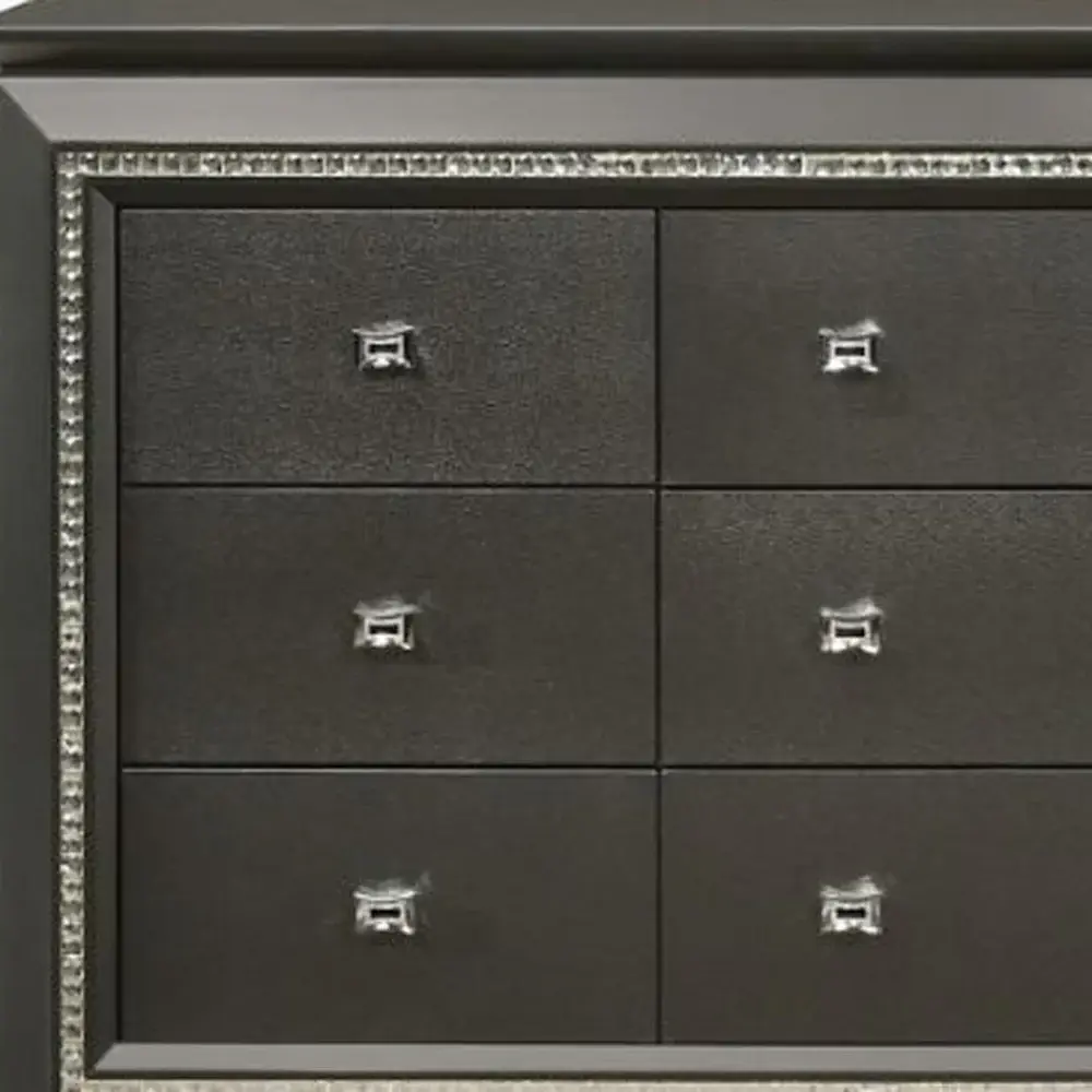 66" Gray Solid and Manufactured Wood Nine Drawer Triple Dresser - Image 3