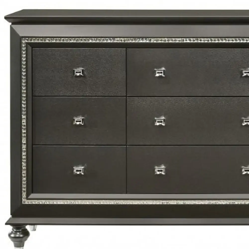 66" Gray Solid and Manufactured Wood Nine Drawer Triple Dresser - Image 4