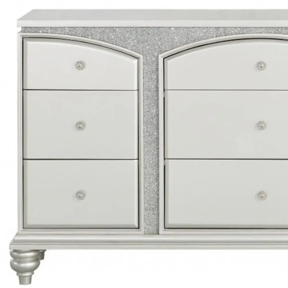 66" Platinum Manufactured Wood Nine Drawer Dresser - Image 4