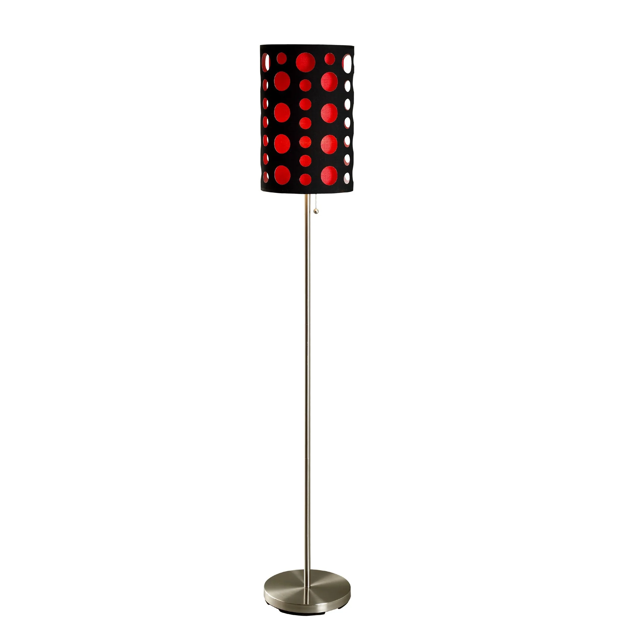 66" Steel Novelty Floor Lamp With Black And Red Drum Shade - Image 2
