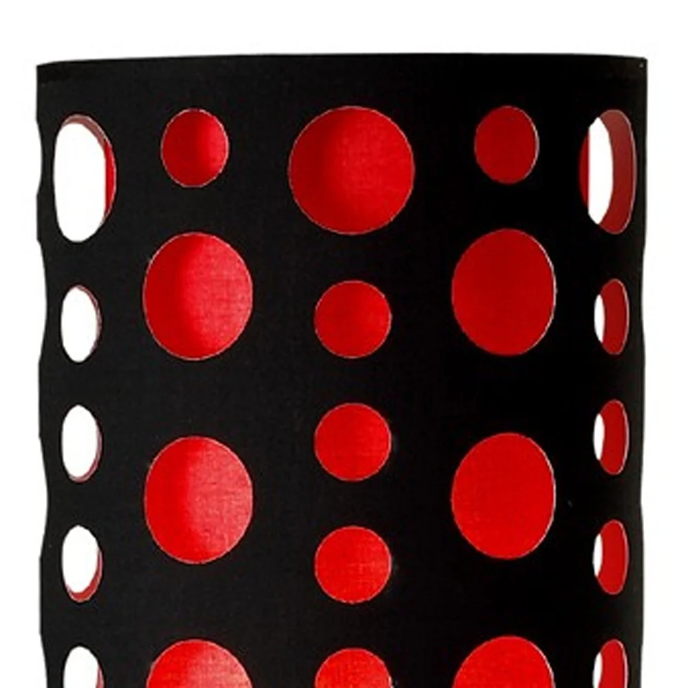 66" Steel Novelty Floor Lamp With Black And Red Drum Shade - Image 4