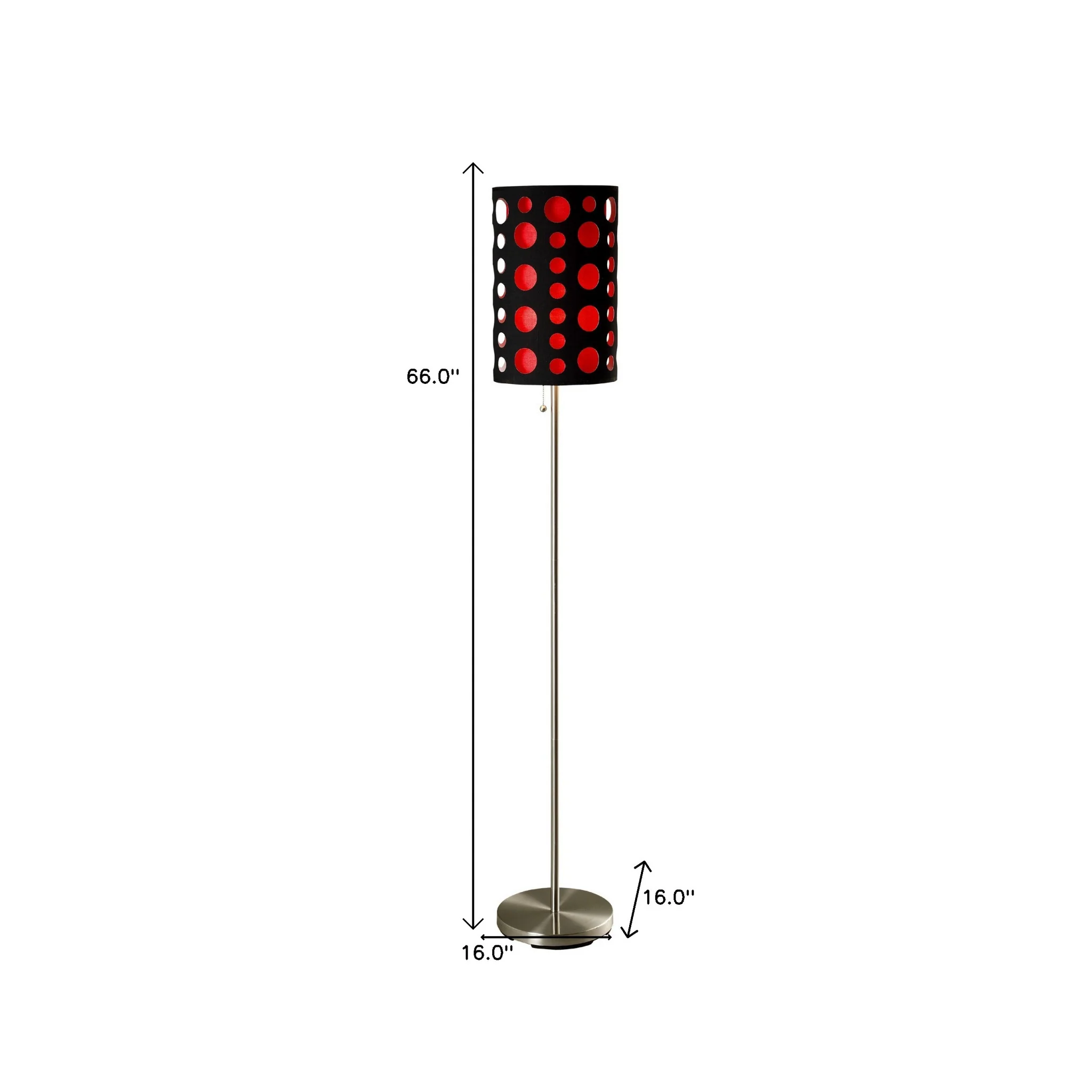 66" Steel Novelty Floor Lamp With Black And Red Drum Shade - Image 5