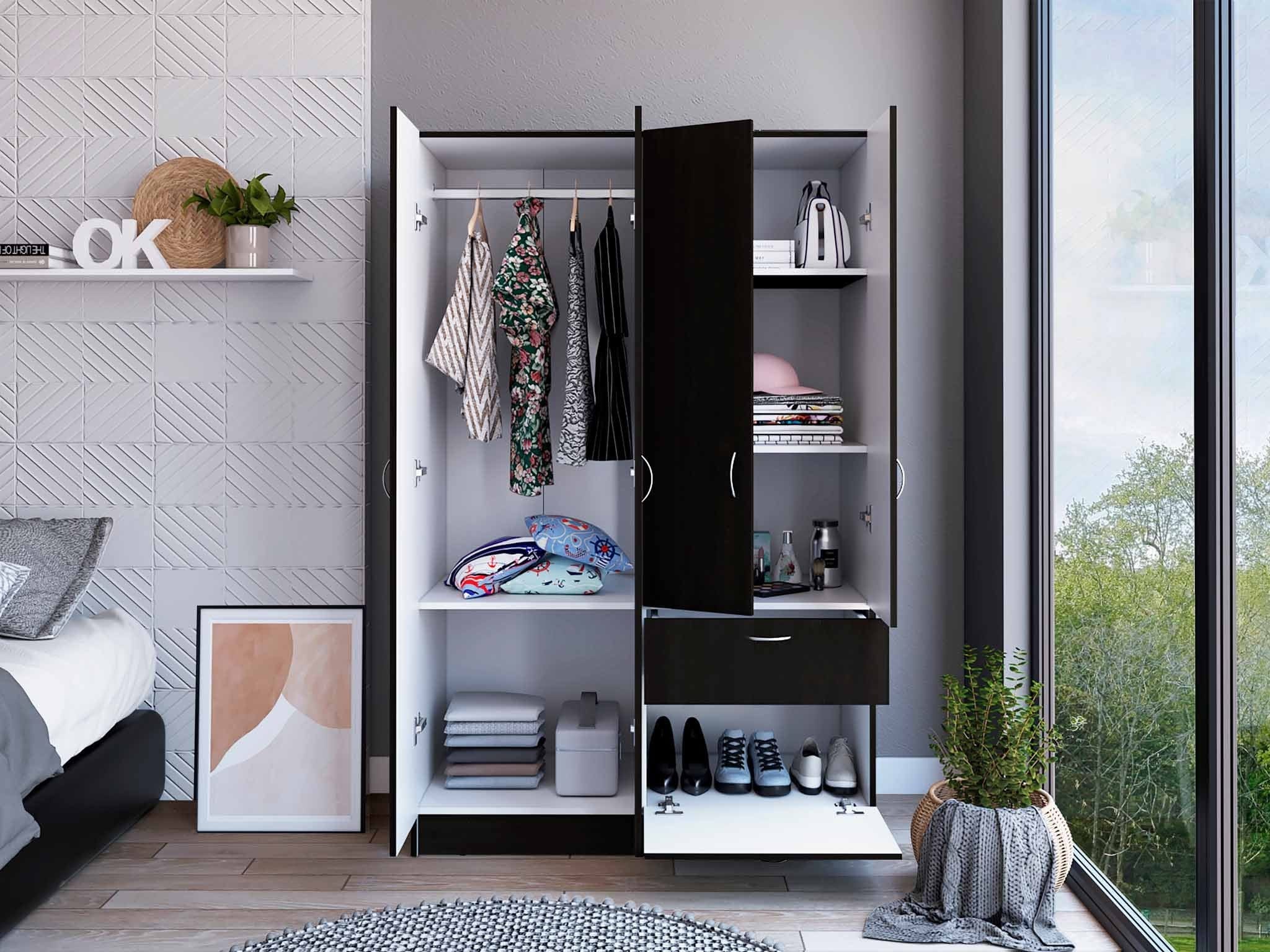 67" Black and White Single Drawer Combo Dresser - Image 6