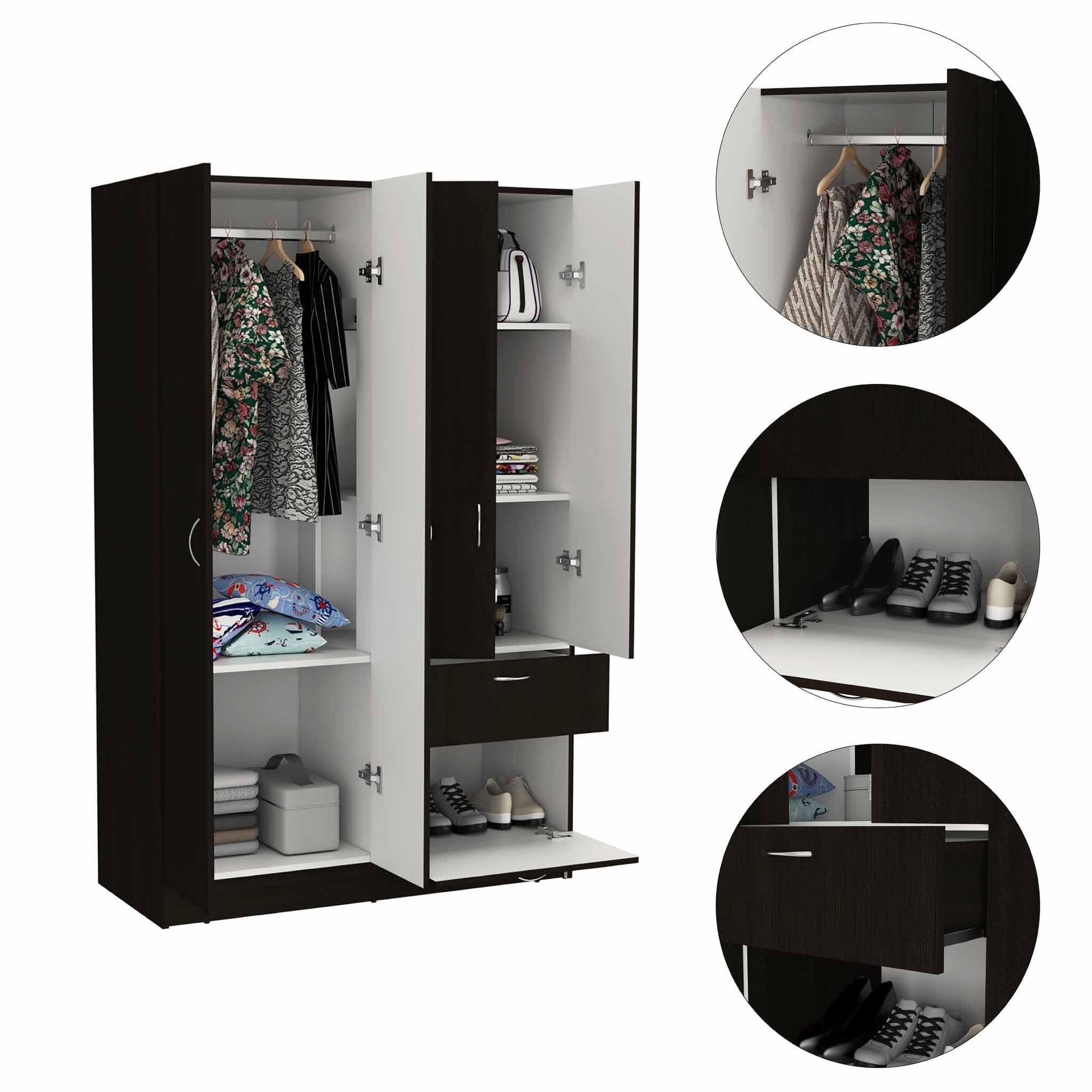 67" Black and White Single Drawer Combo Dresser - Image 9