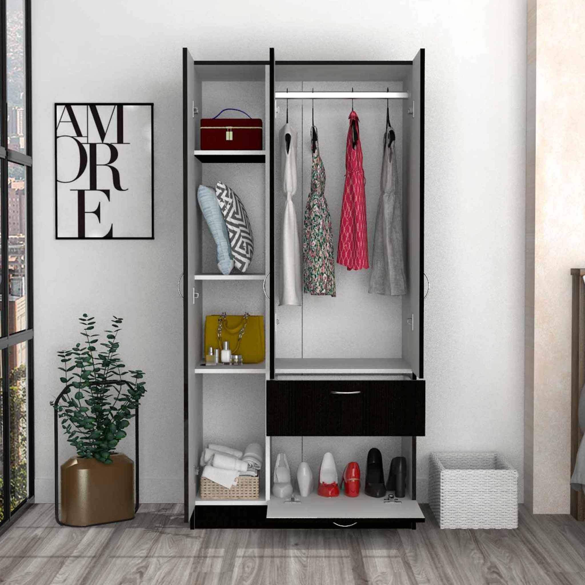 67" Black and White Single Drawer Combo Dresser - Image 7